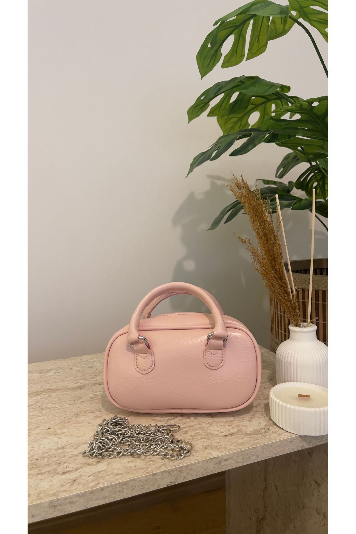Vega Kahve Kadın Mini Çapraz Askılı Retro Çanta - PEMBE