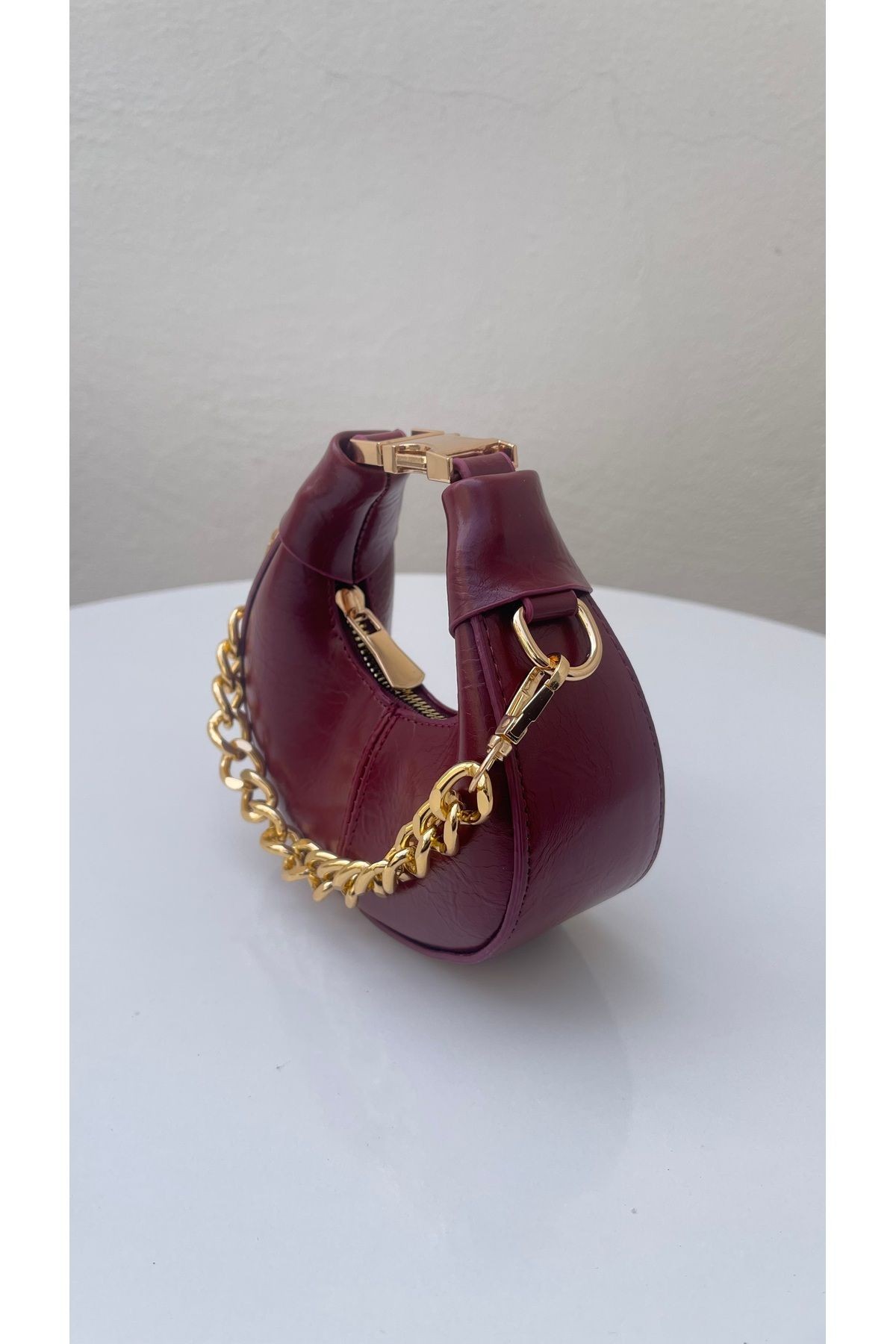 Lunera Beyaz Kadın El Ve Omuz Çapraz Mini Model - Bordo
