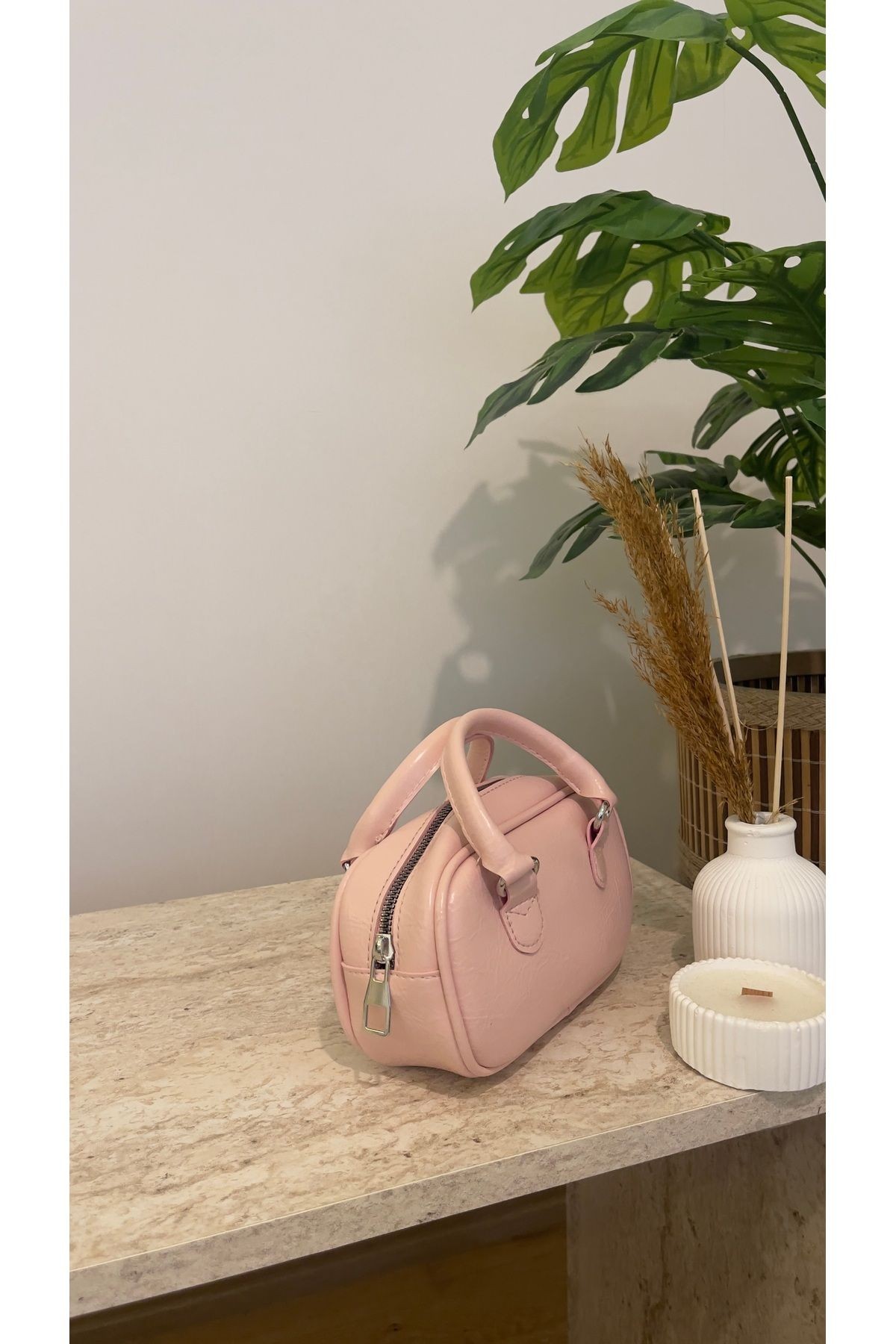 Vega Kahve Kadın Mini Çapraz Askılı Retro Çanta - PEMBE