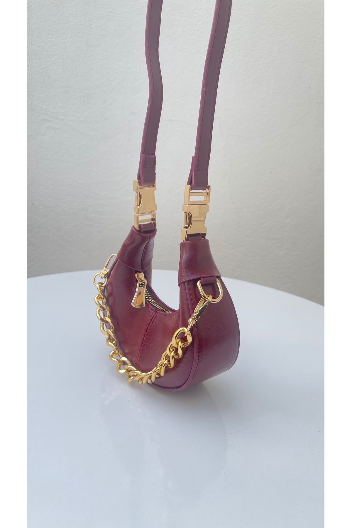Lunera Beyaz Kadın El Ve Omuz Çapraz Mini Model - Bordo