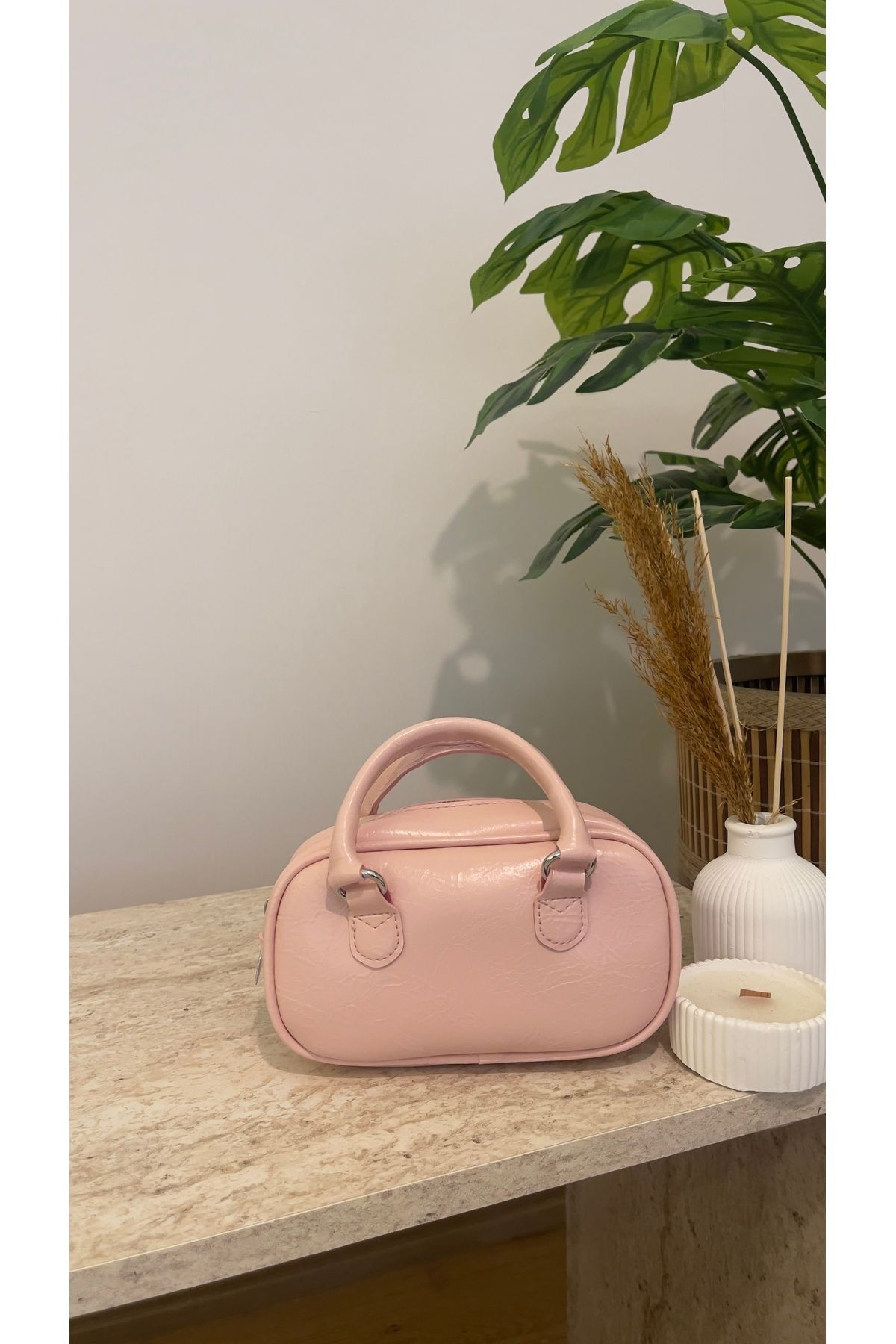 Vega Kahve Kadın Mini Çapraz Askılı Retro Çanta - PEMBE
