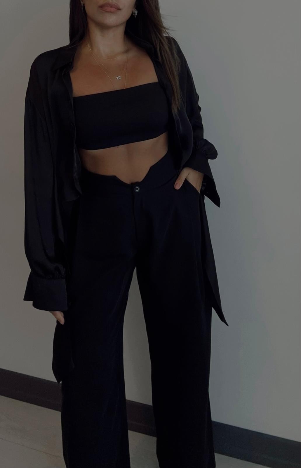 Bandaj Model Kolsuz Basic Siyah Crop Top