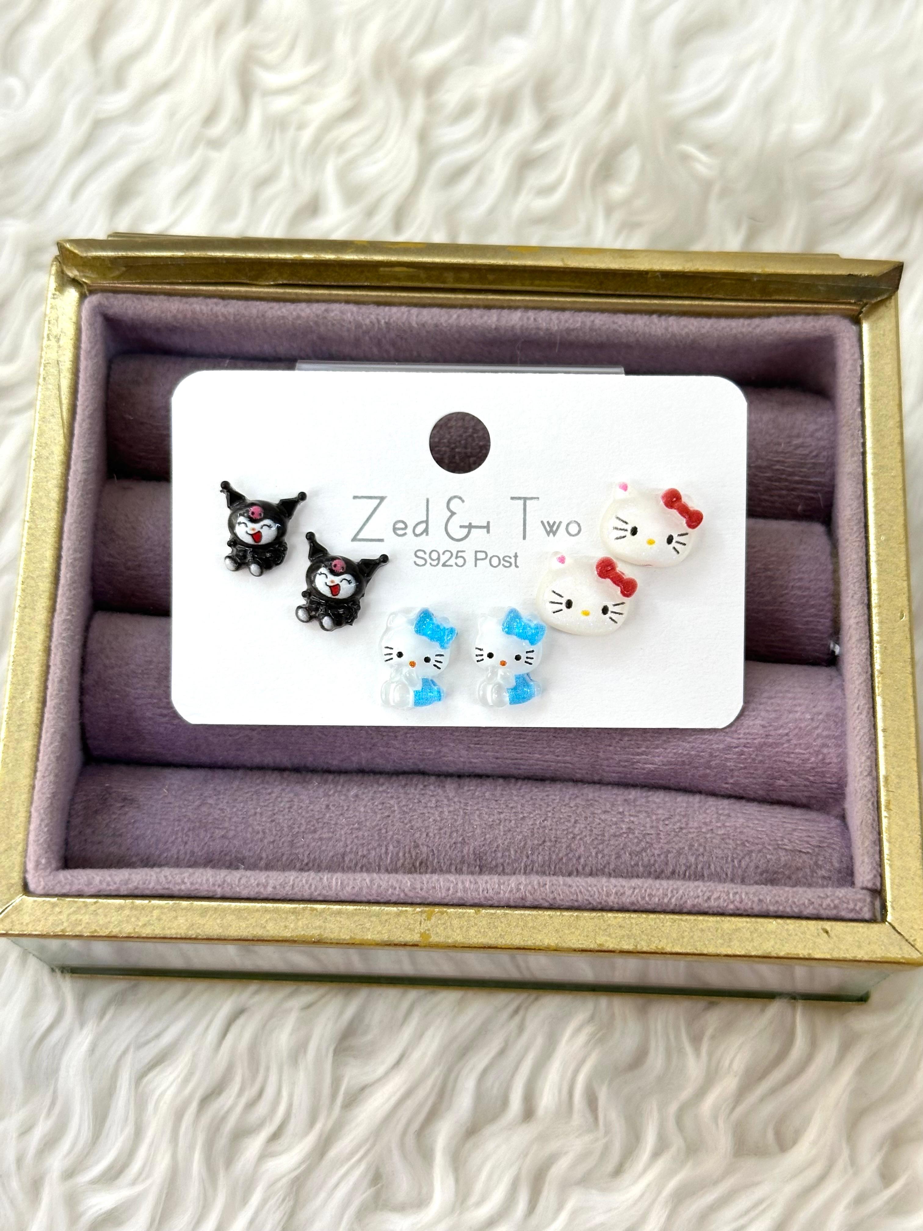 🖤 Tatlı ve Yaramazlar! 3'lü Popüler Kedi Karakterleri Küpe Seti!