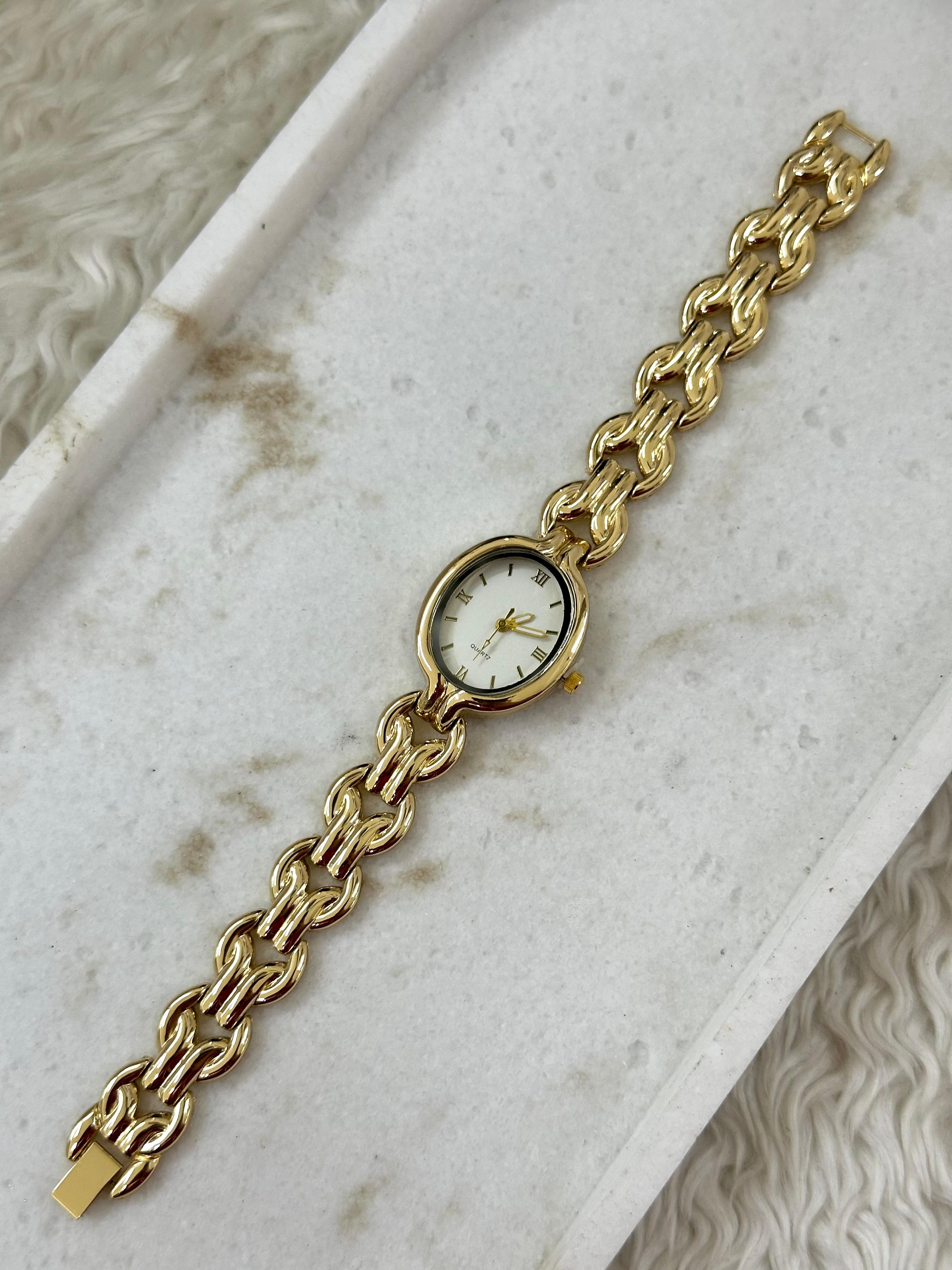 Saat Roma Rakami ⌚ Gold Roma Rakamlı Klasik Zarif Saat