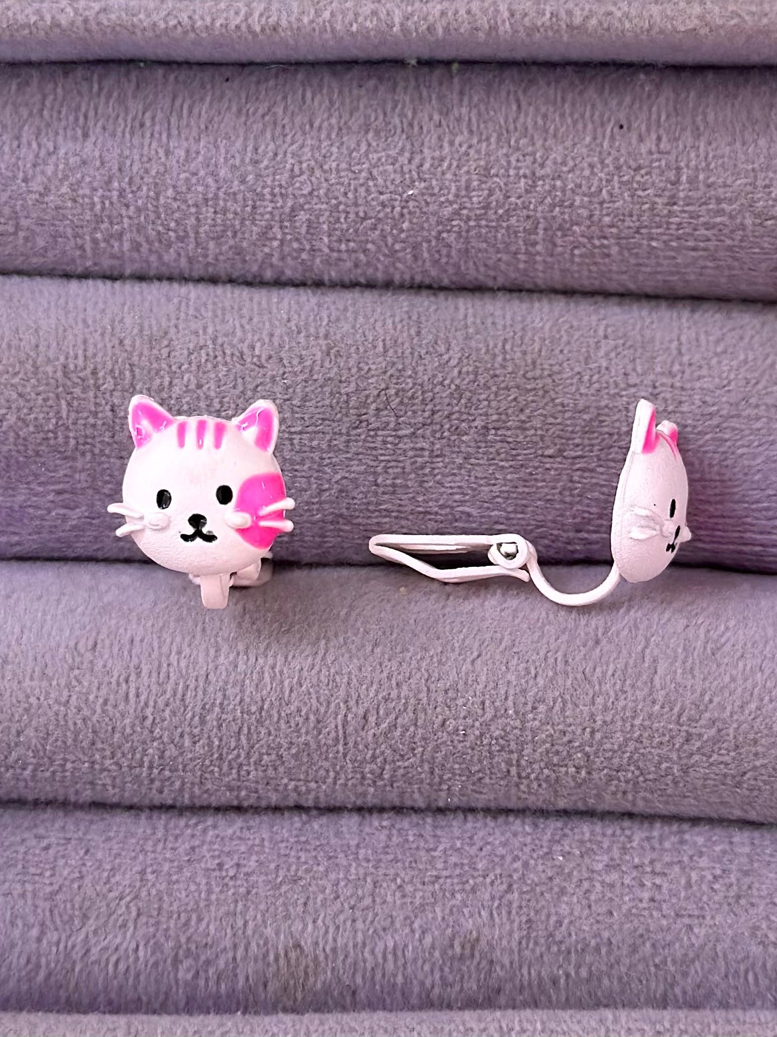 VIP Pembe Sevimli Kedi Tasarım Çocuk Küpesi