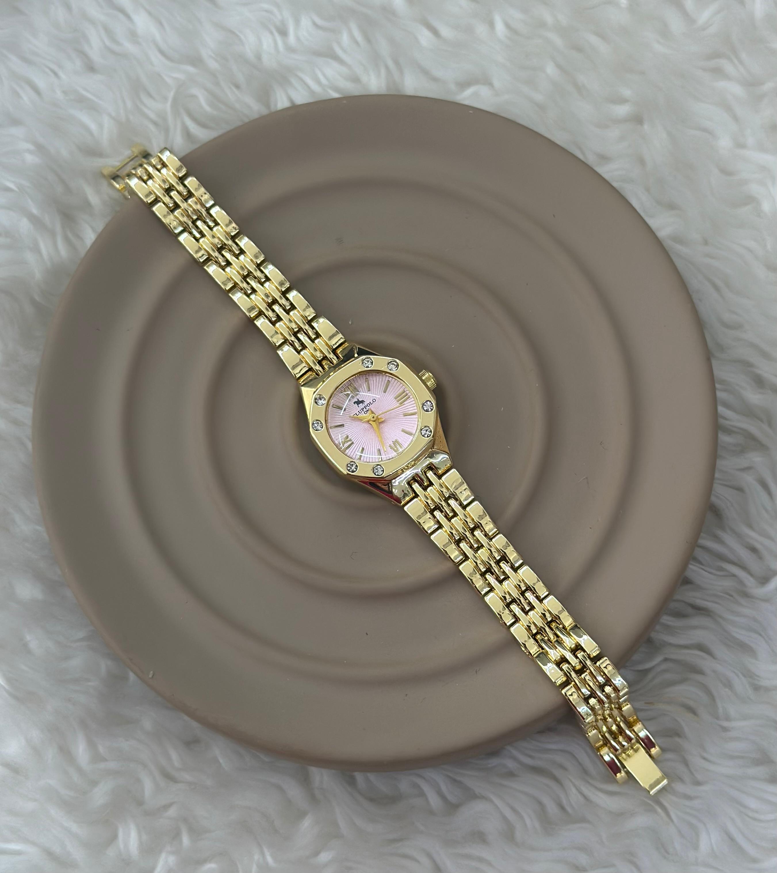  PEMBE LÜKS BILEZİK SAAT 👑