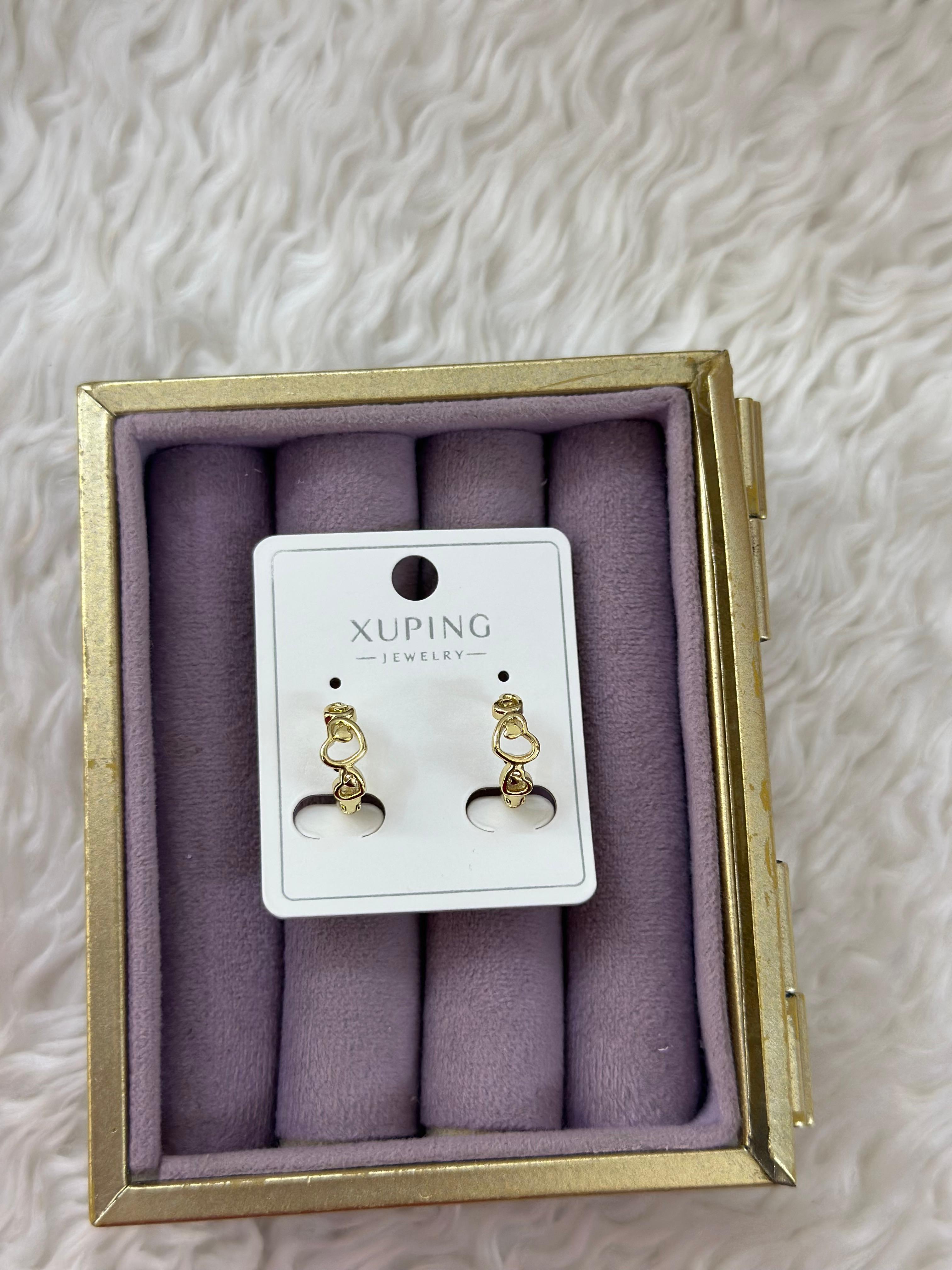 💛💞 Xuping Kalp Detaylı Gold Küpe 💎✨