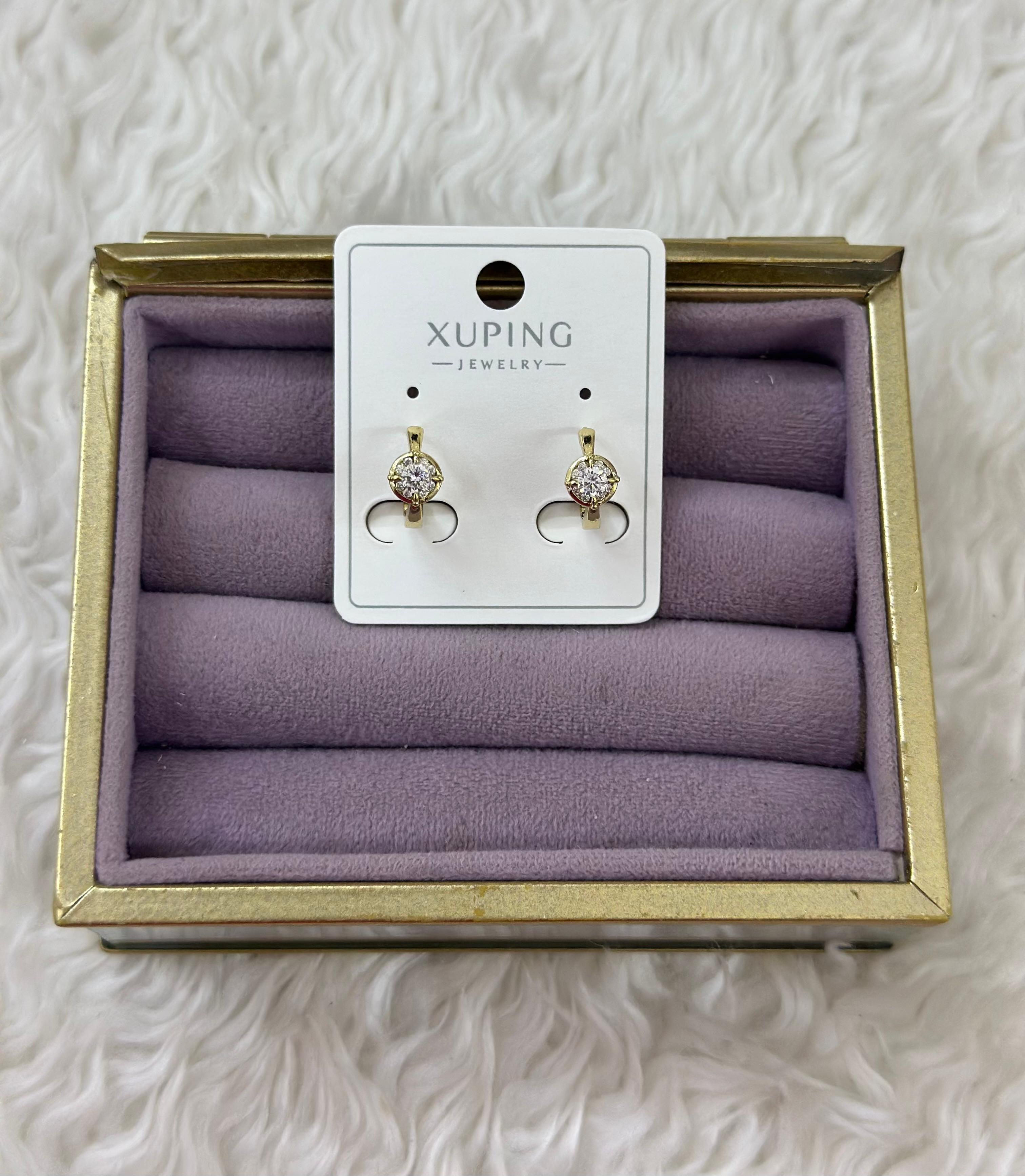 🌸 Xuping Taşlı Işıltılı Gold Küpe 💖
