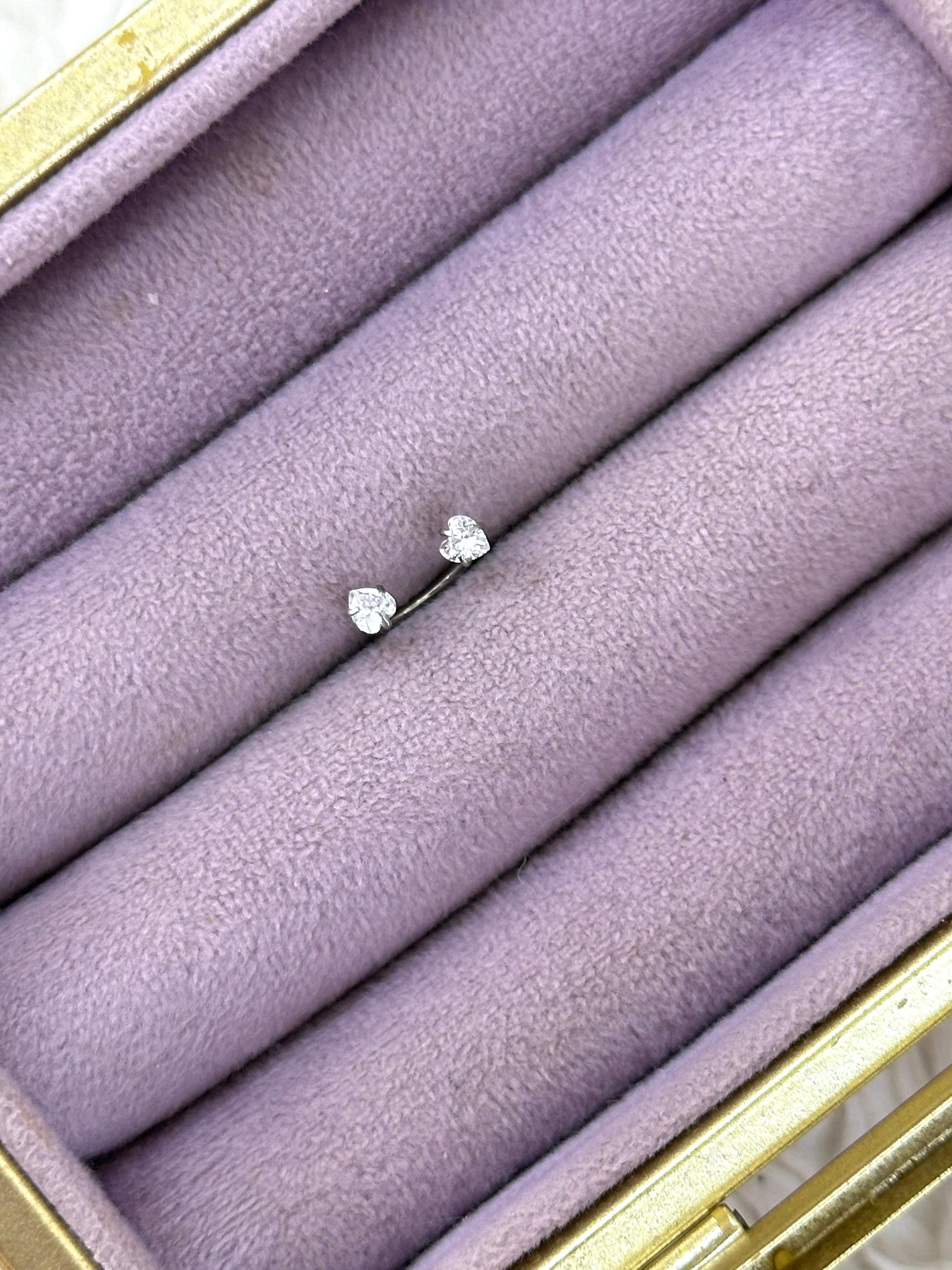 💖 İkiz Kalp Kavis – Çelik Zirkon Barbell Piercing