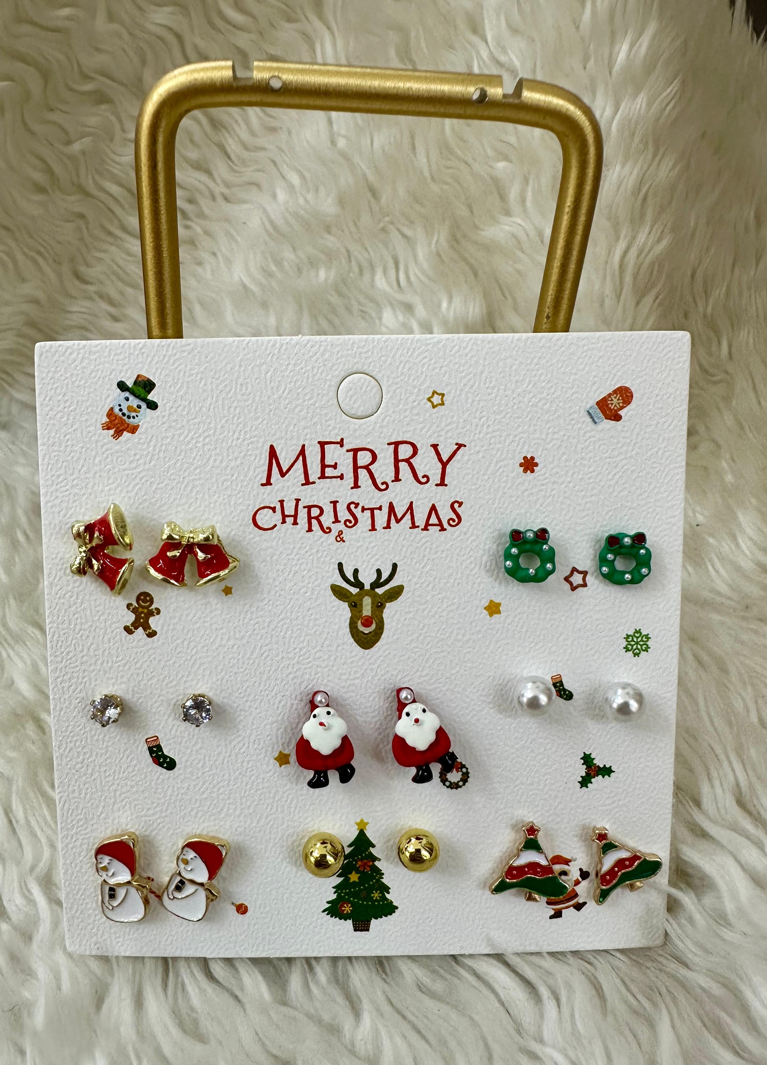 ❄️ Yeni Yıla Özel Kulağınızdaki Sihir: 8'li Yılbaşı Küpe Seti! 🎅