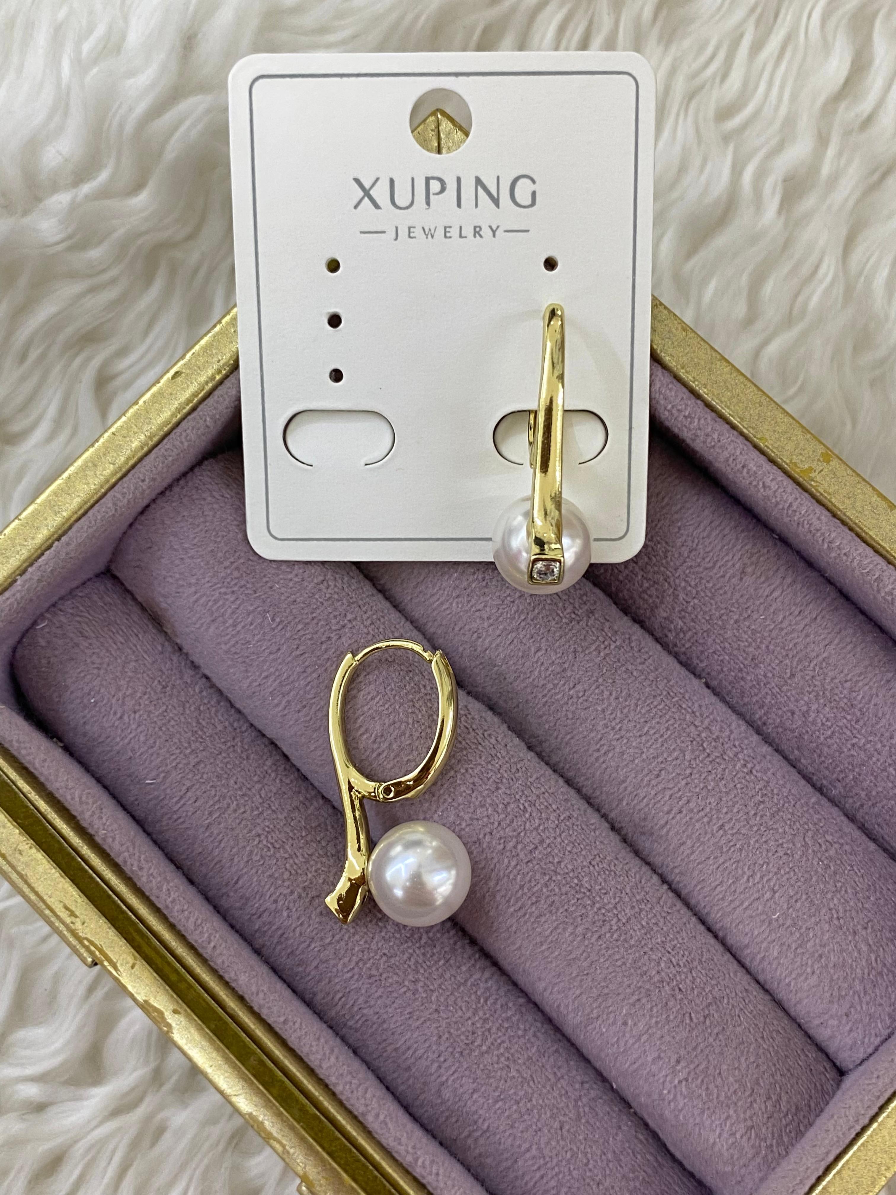 🤍 Xuping İnci Zarafeti Küpe – Altın Işıltı & Klasik Şıklık 💎🌸