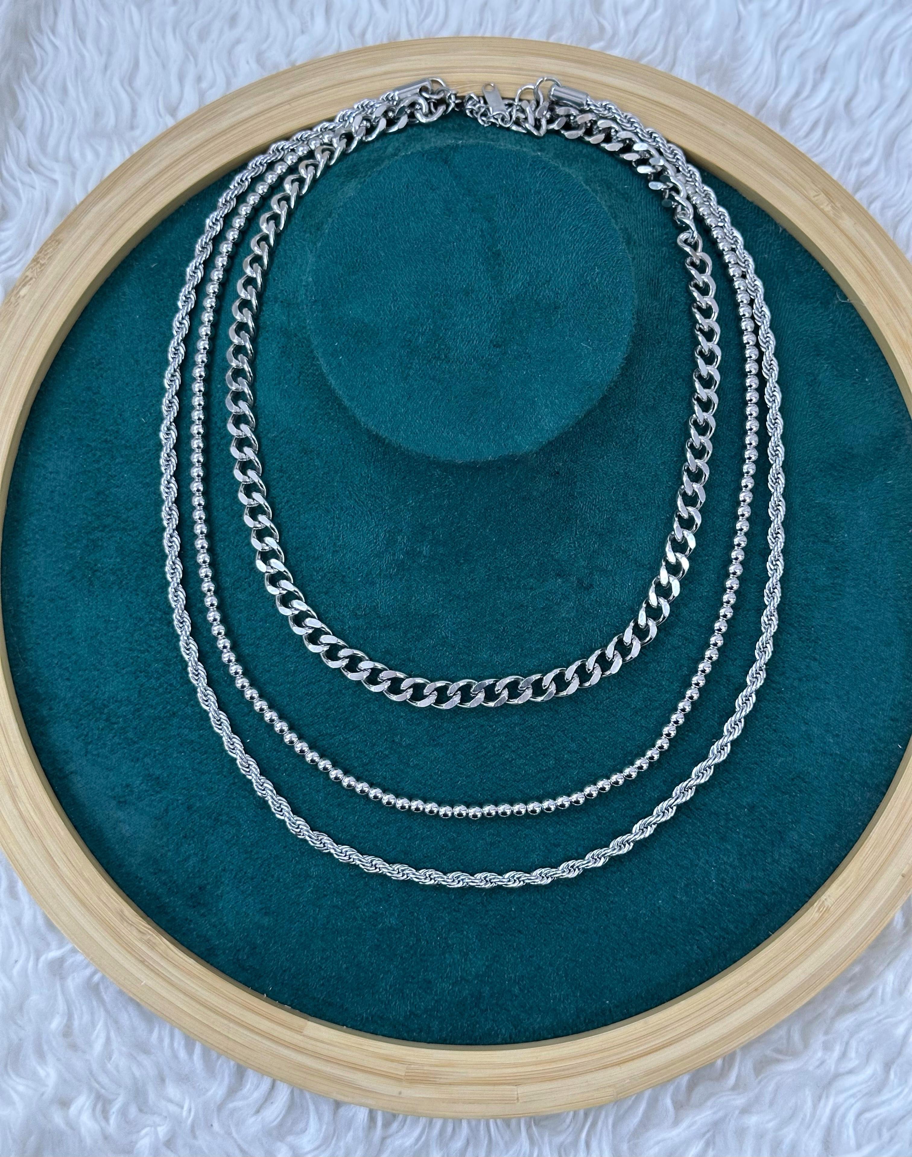 Bayan 3'Lü Silver Kolye 