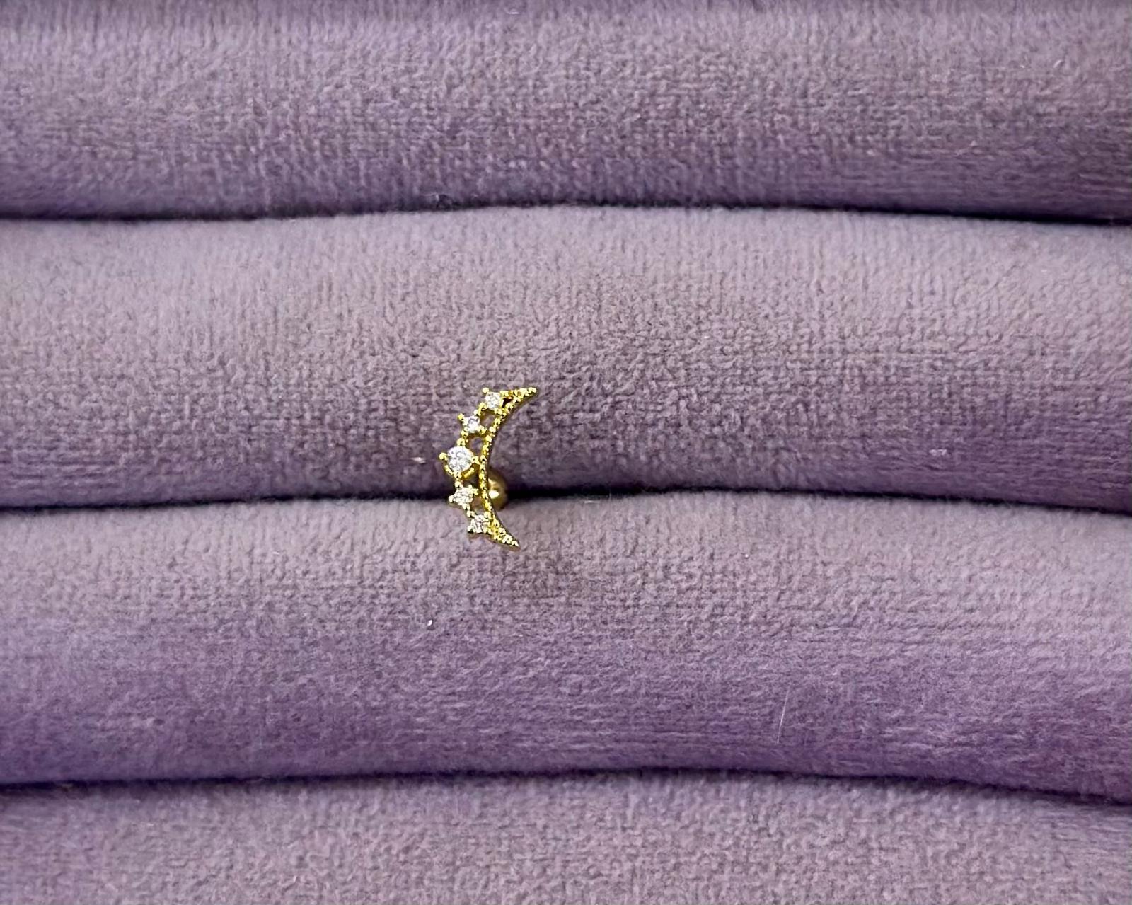 🌙 Işıltılı Altın Hilal Pıercıng