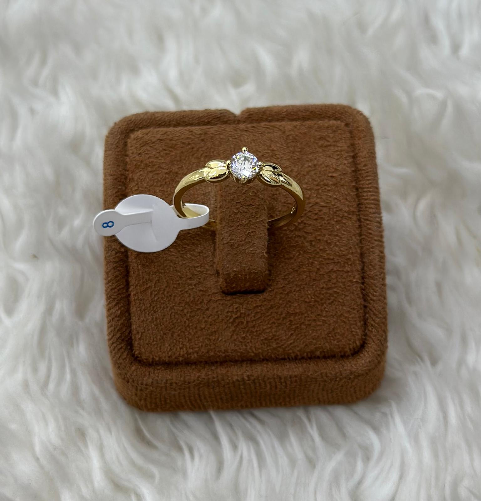 💍 Beden 8 | Xuping Yaprak Detaylı Tektaş Yüzük 🌿