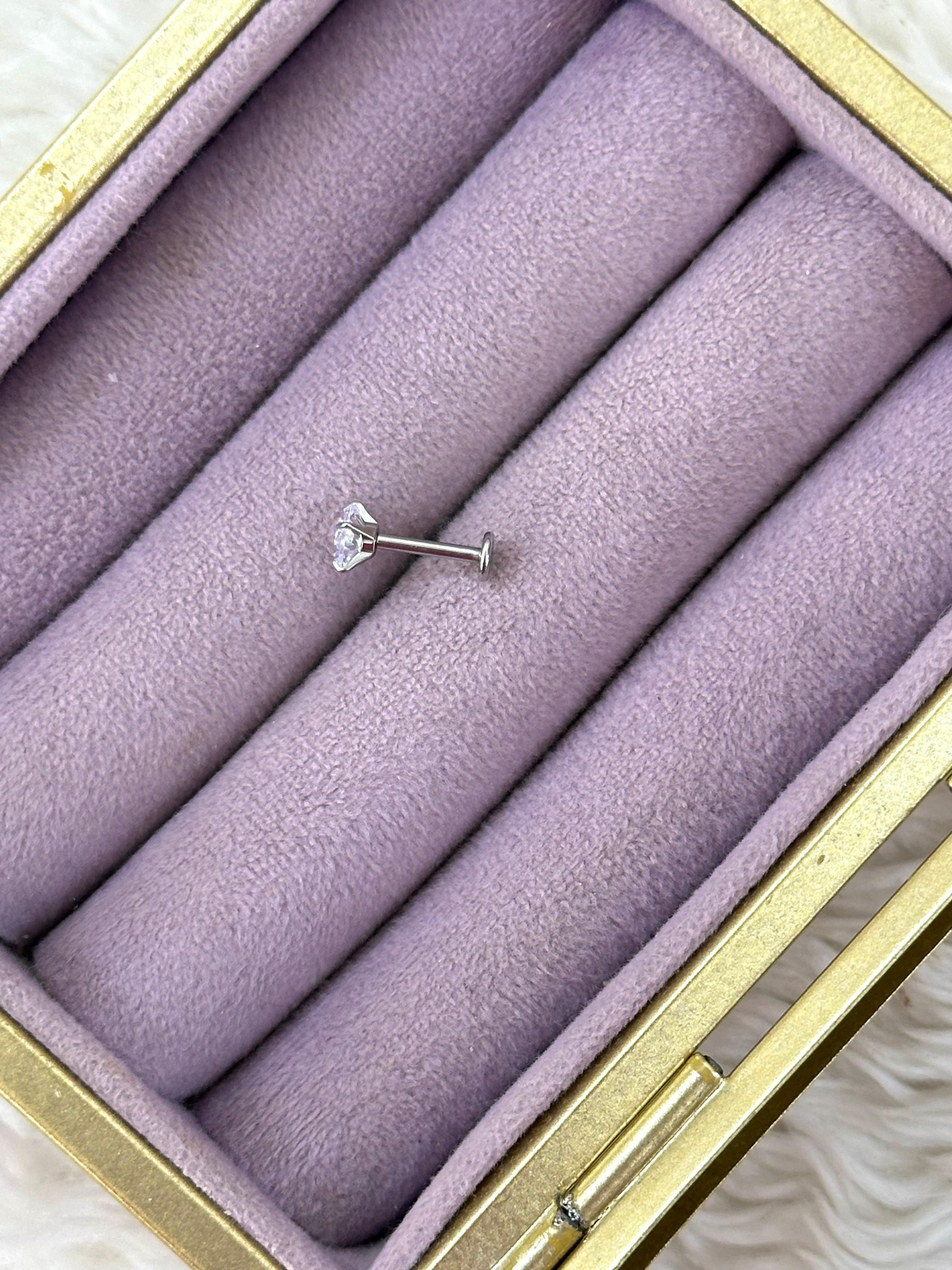 ✨ Mini Aura Tektaş – Zirkon Stud Piercing (Çelik)