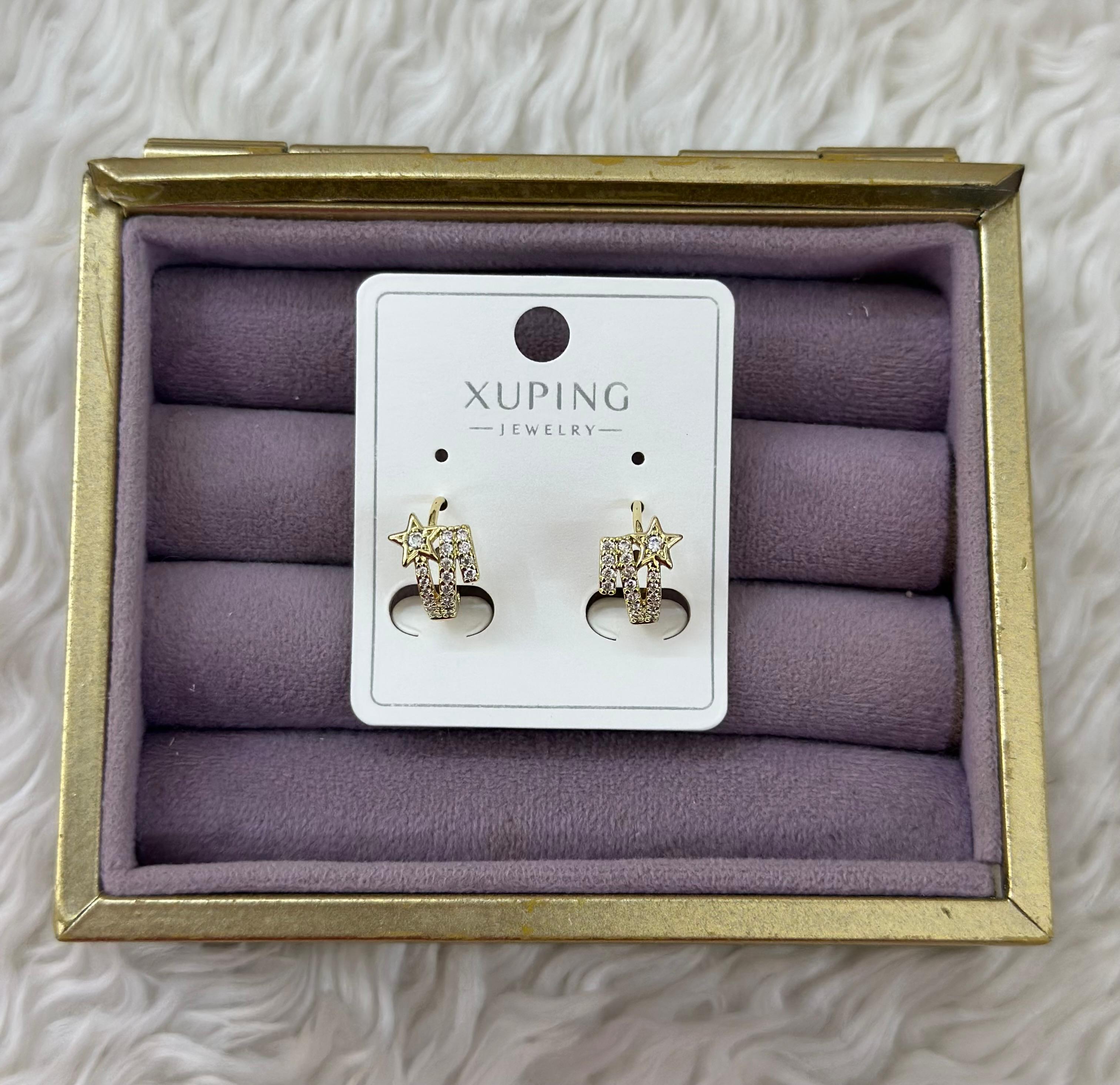 🌟💎 Xuping Yıldız Detaylı Taşlı Gold Küpe ✨💛