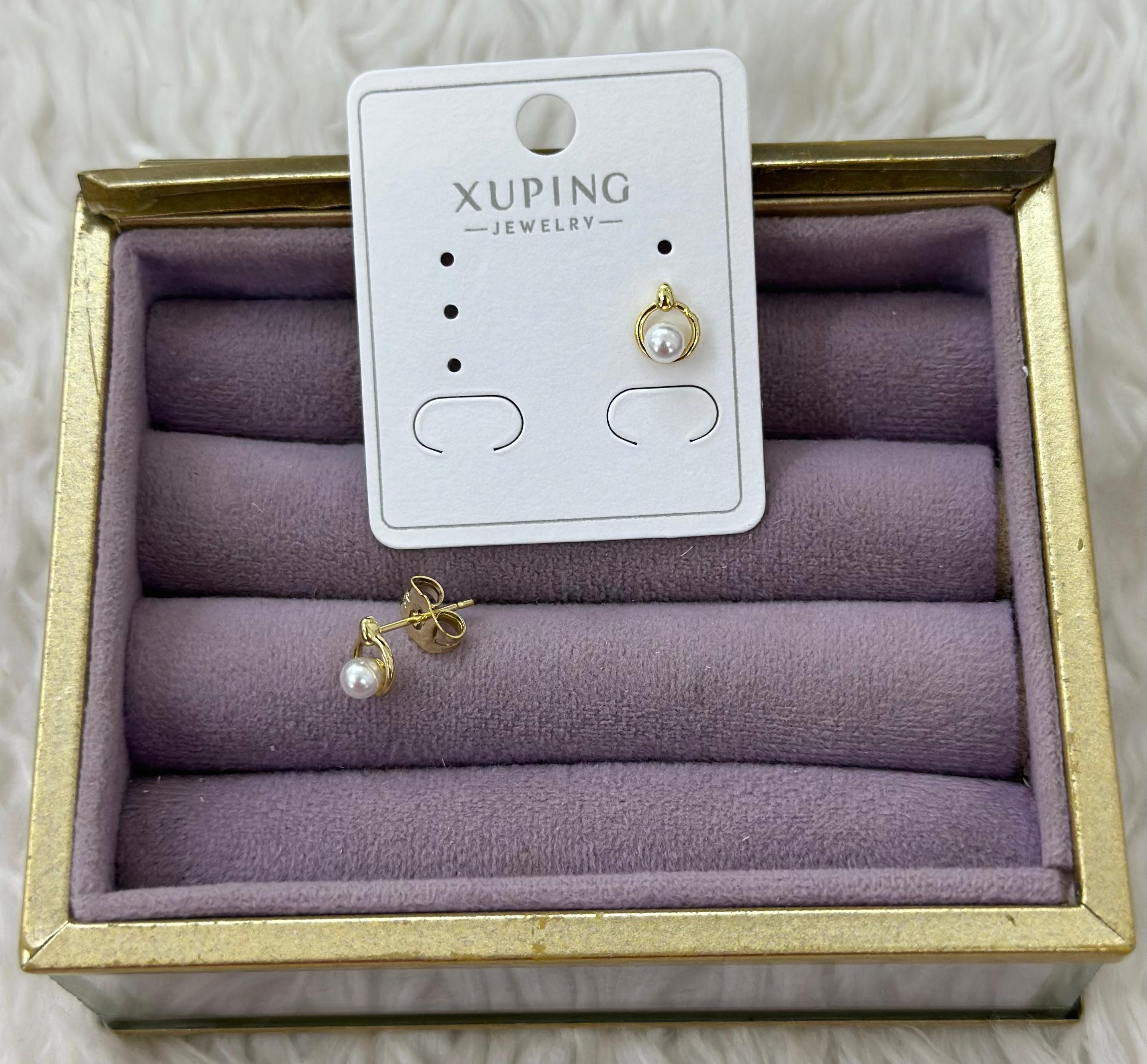 ⚪ İnci Detaylı Mini Halka Xuping Küpe 🎀