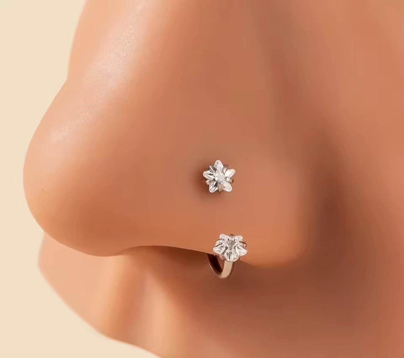 ✨ Işık Çiçeği Burun Piercing (Stud & Halka) ✨