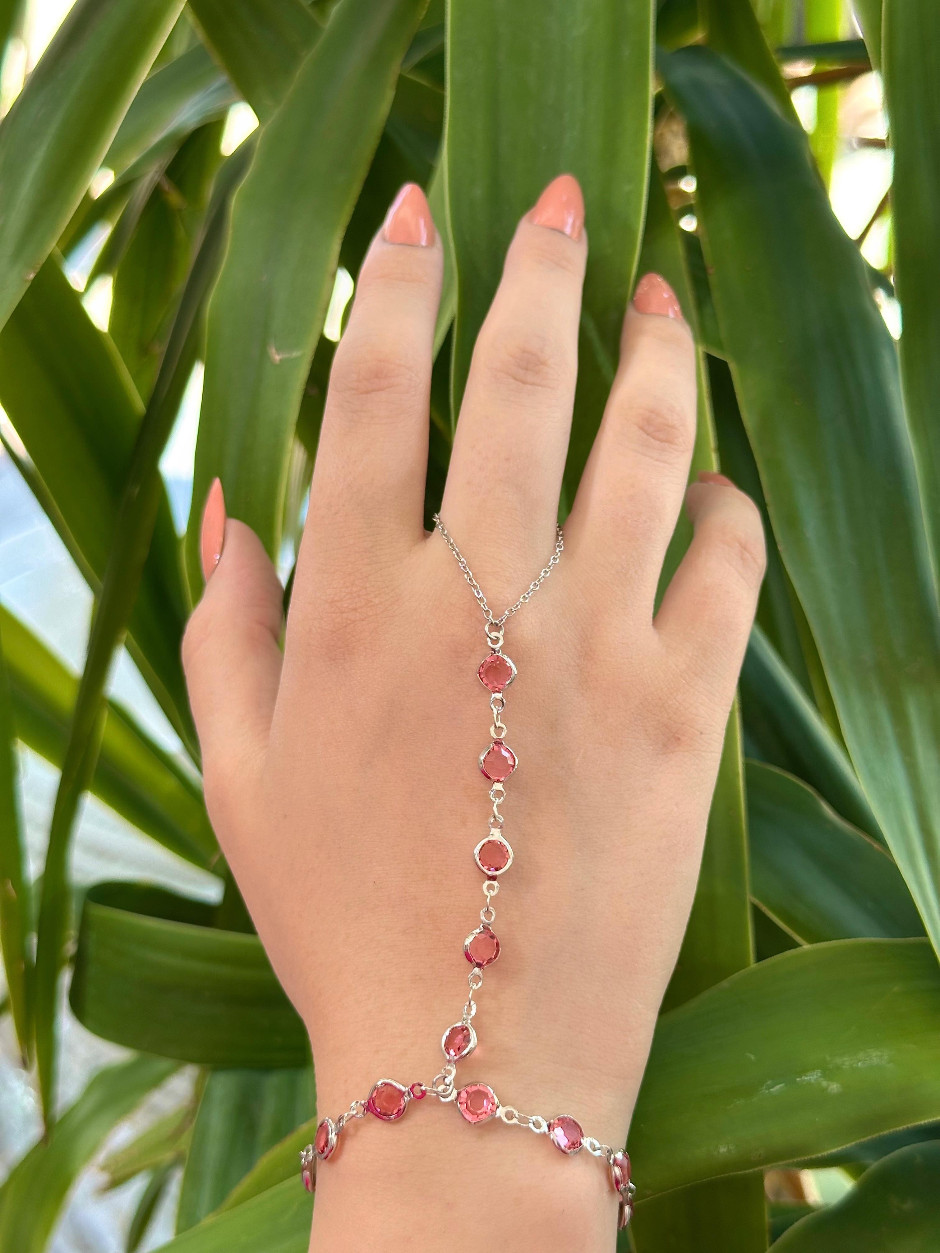 Gül Bahçesi” Pembe Taşlı El Zinciri