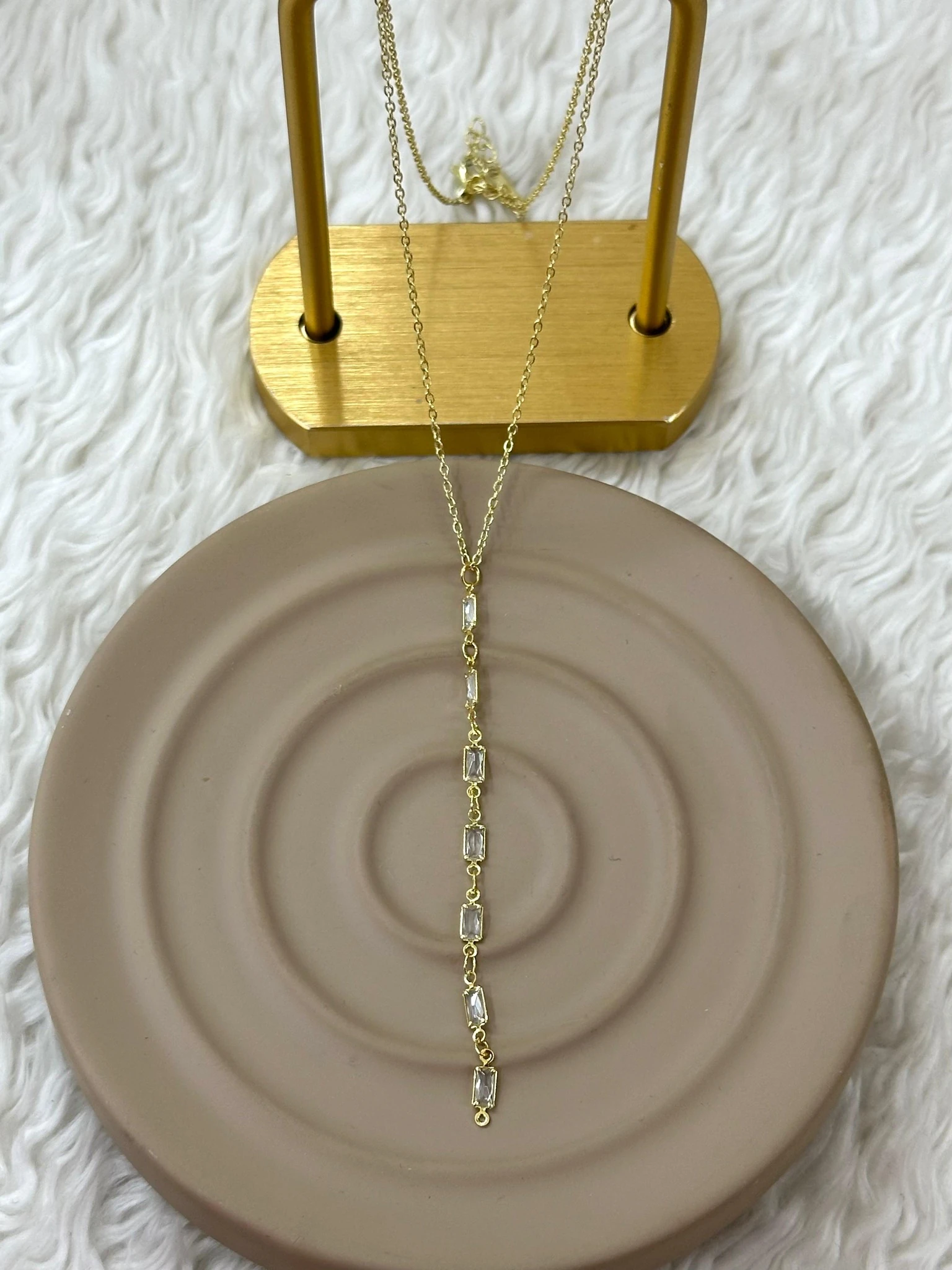 ✨🤍 Beyaz Taşlı Gold Y Kolye 🤍✨