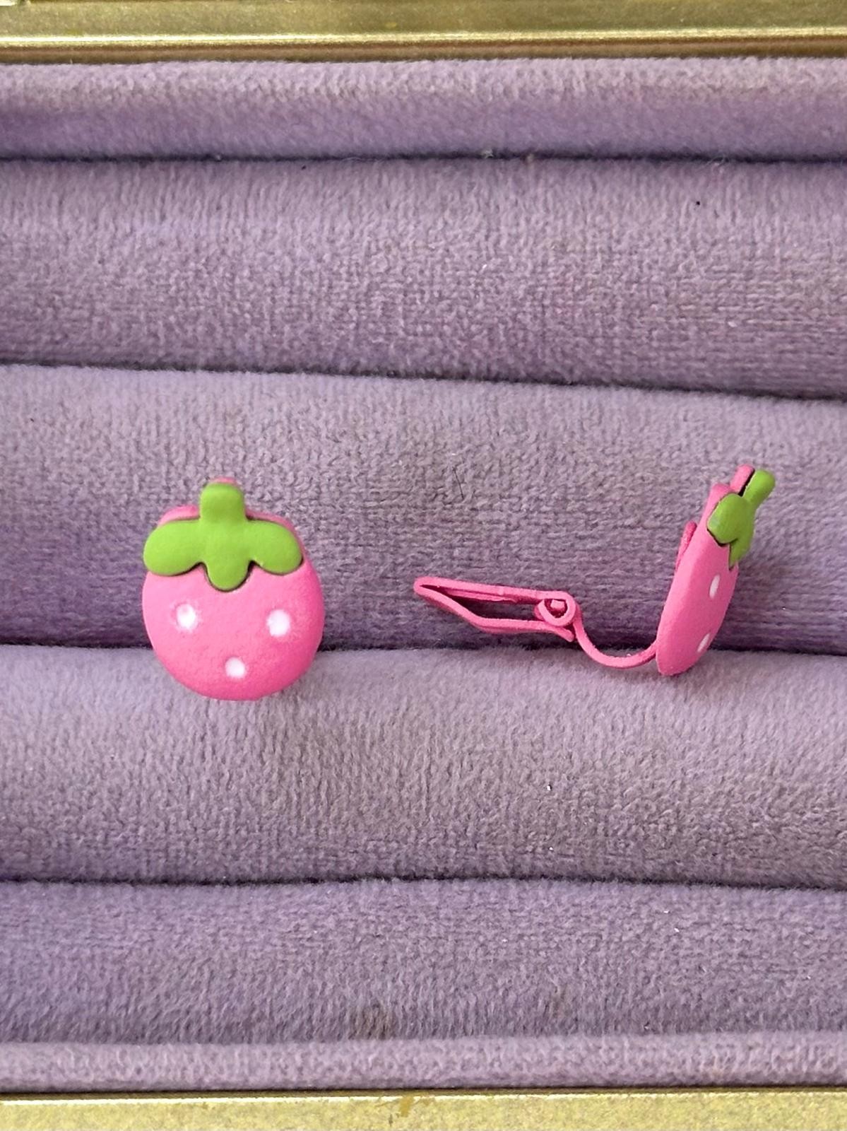 VIP Pembe Çilek Tasarımlı Çocuk Küpesi