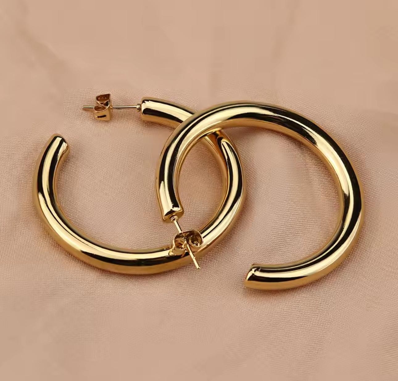 Çelik Kalın C Halka Küpe – Gold