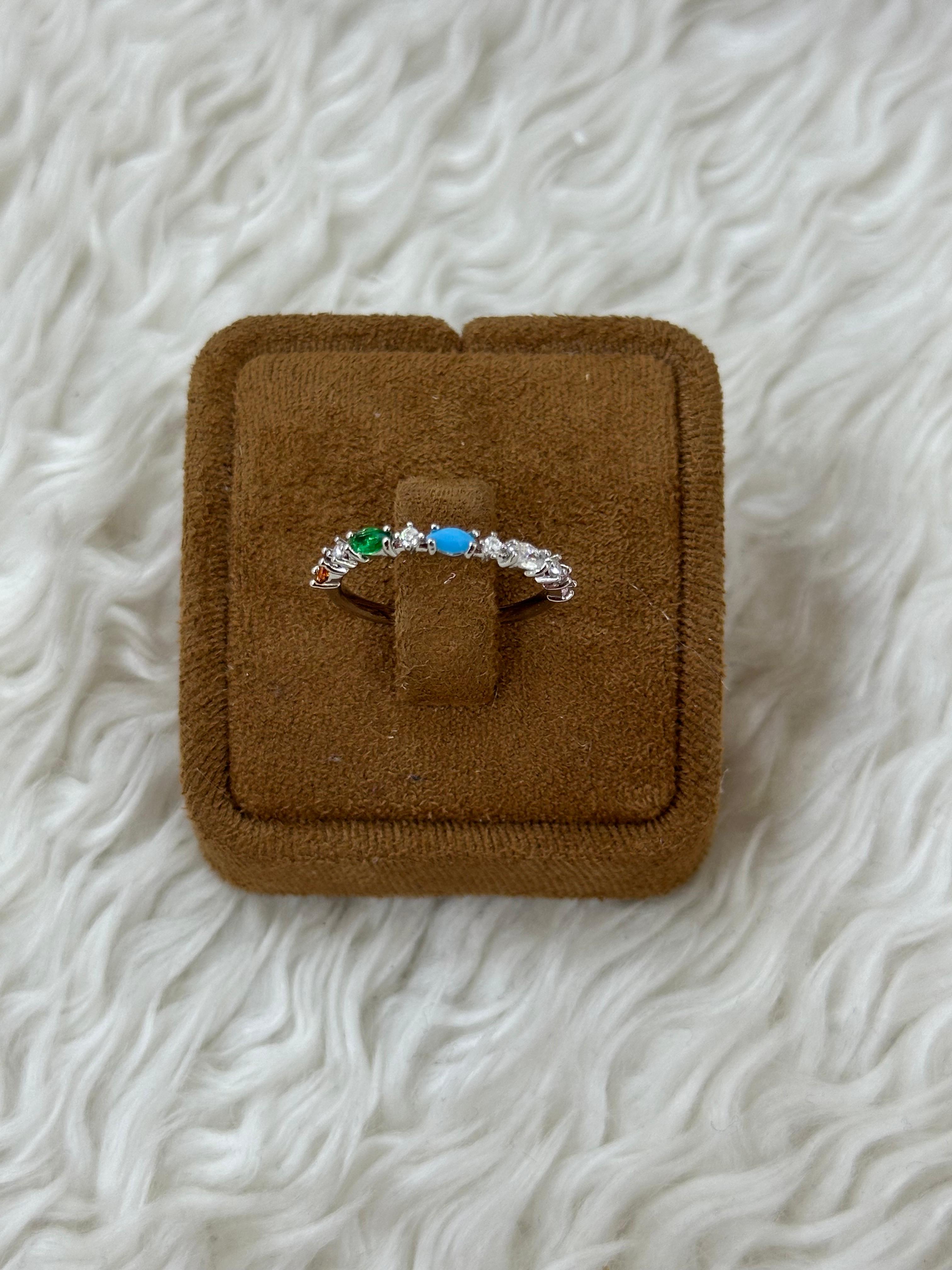 🌈Yaz Esintisi Renkli Taşlı Yüzük