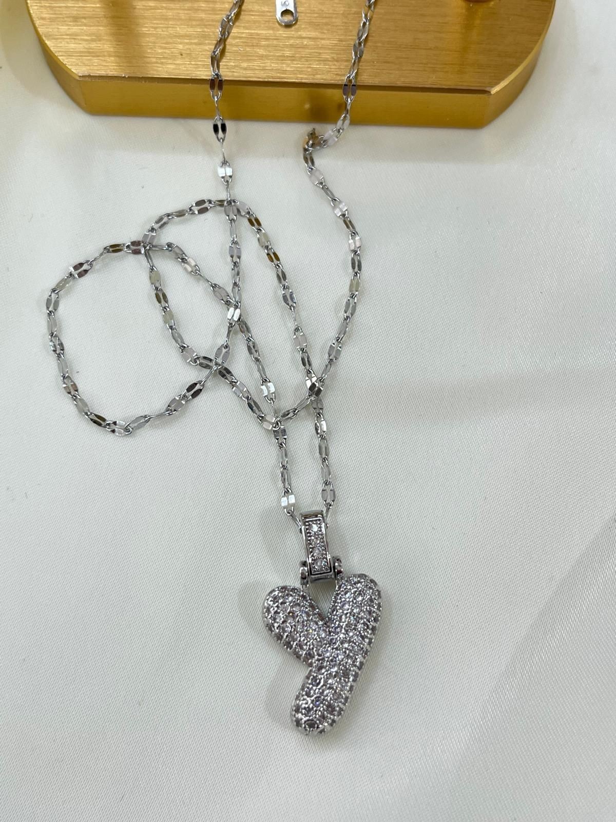 Çelik Silver Y Harf Kolye 45cm