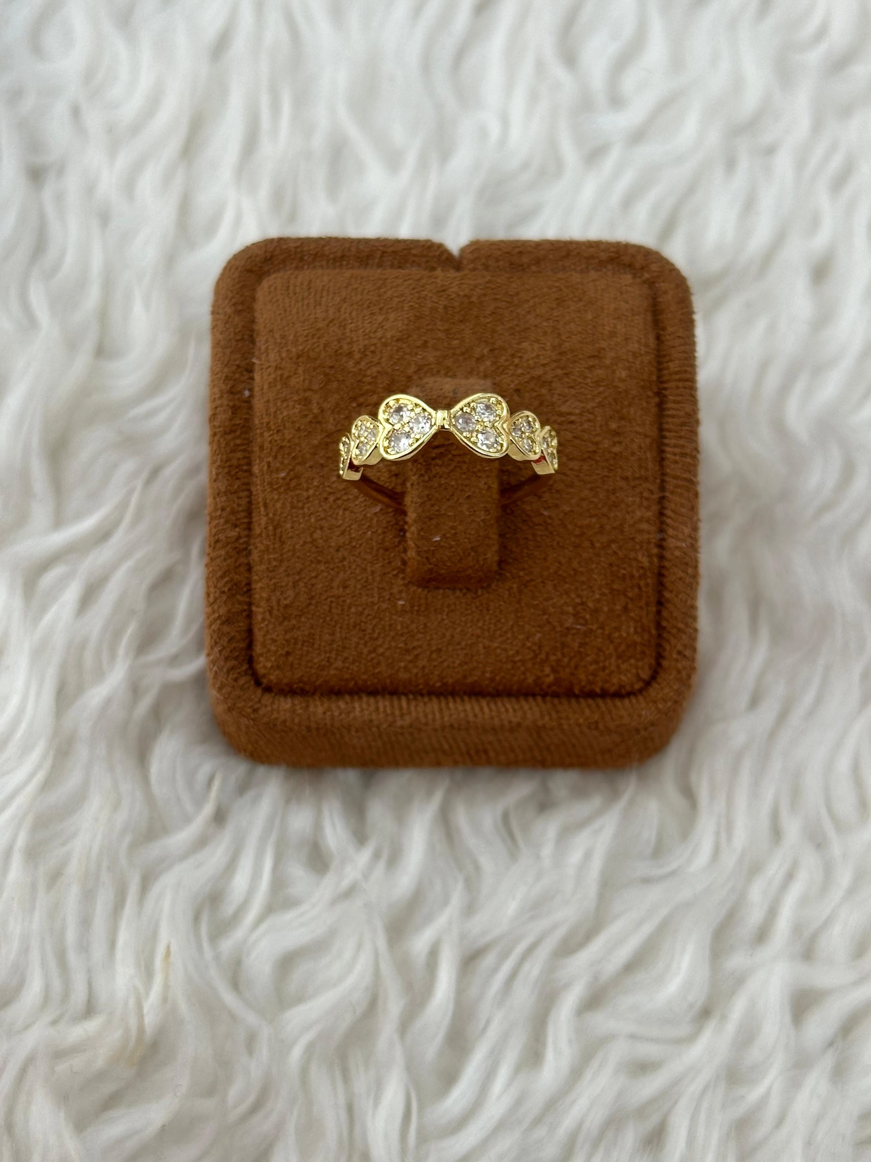 ✨ Kalp Işıltısı Altın Renk Taşlı Yüzük ✨