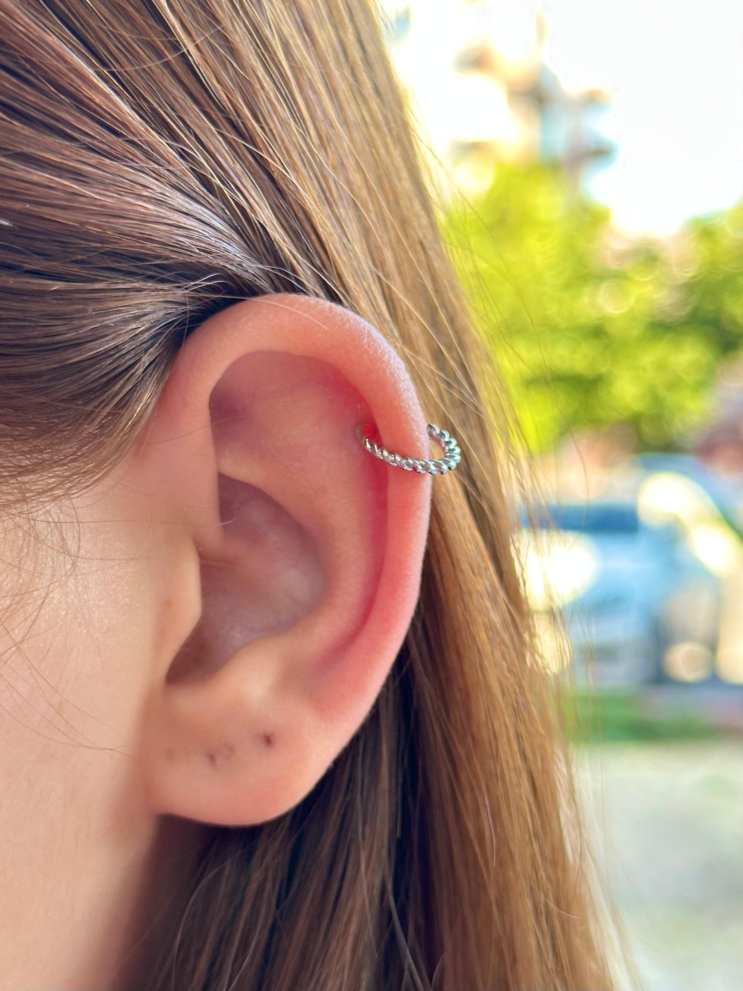  Çelik İnce Burgu Halka Ear Cuff Kıkırdak Küpe – Silver