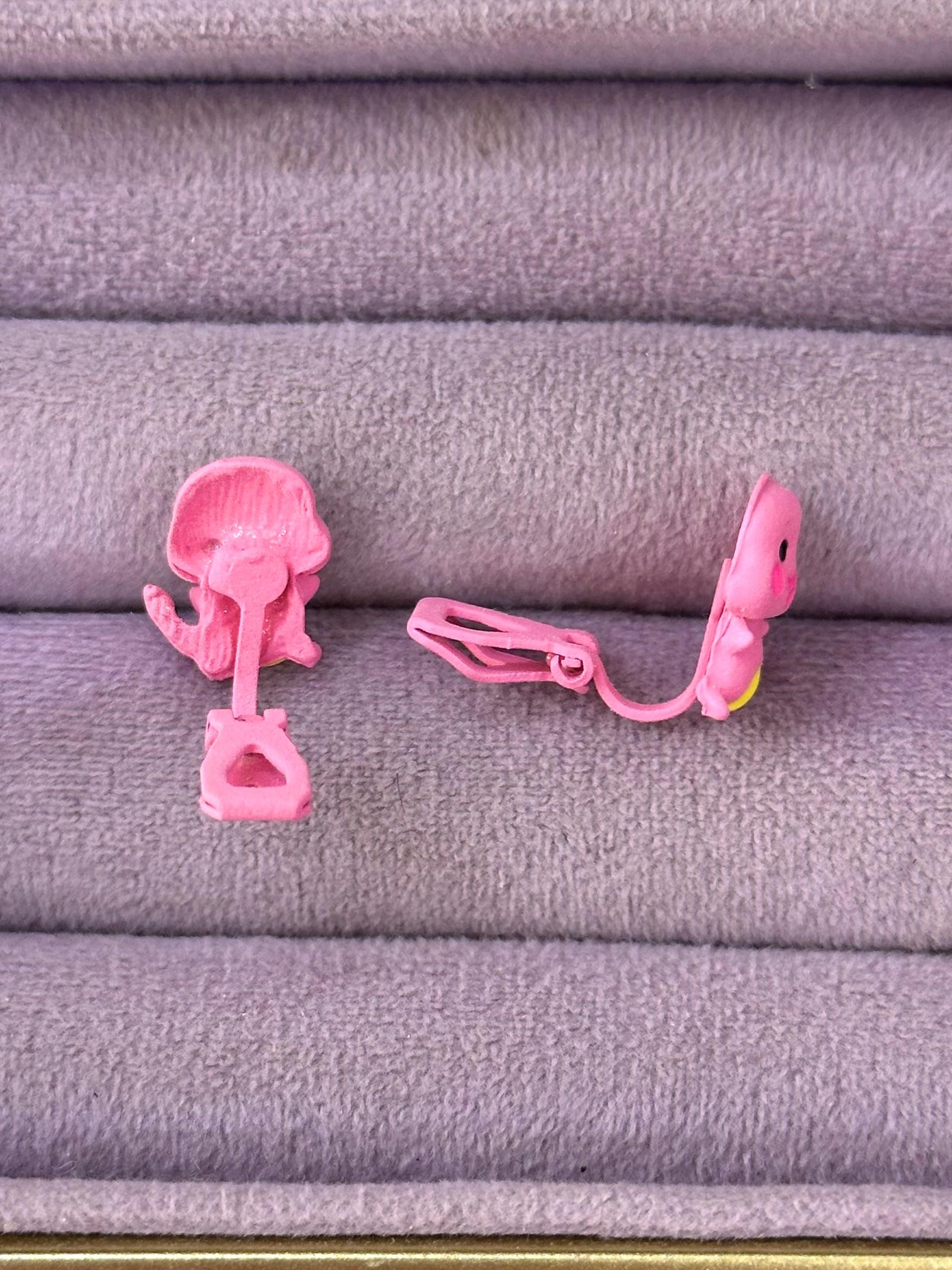  VIP Pembe Tavşan Figürlü Çocuk Küpesi (Açılır-Kapanır Klipsli)