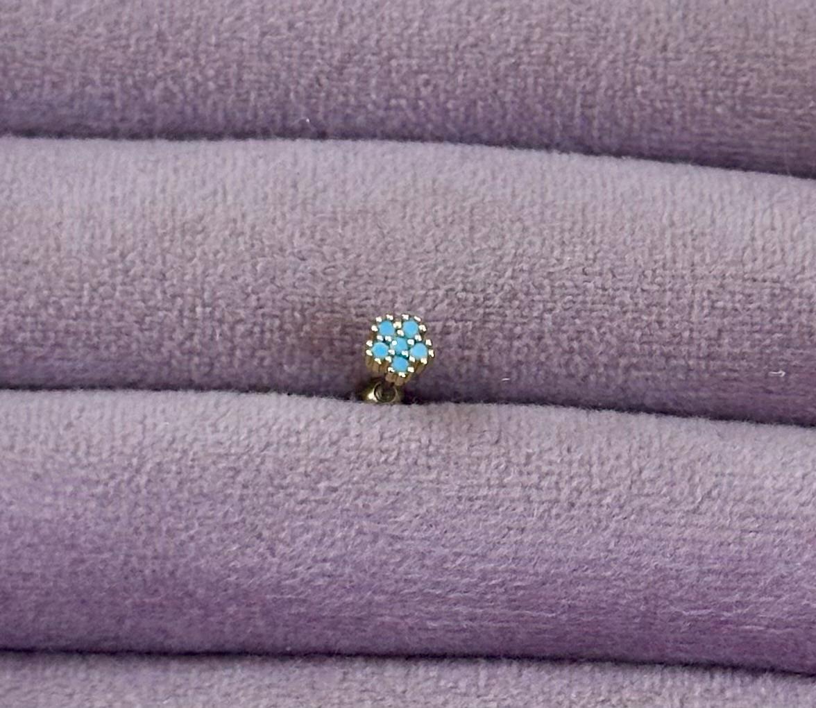 💙 Turkuaz Çiçek Piercing 