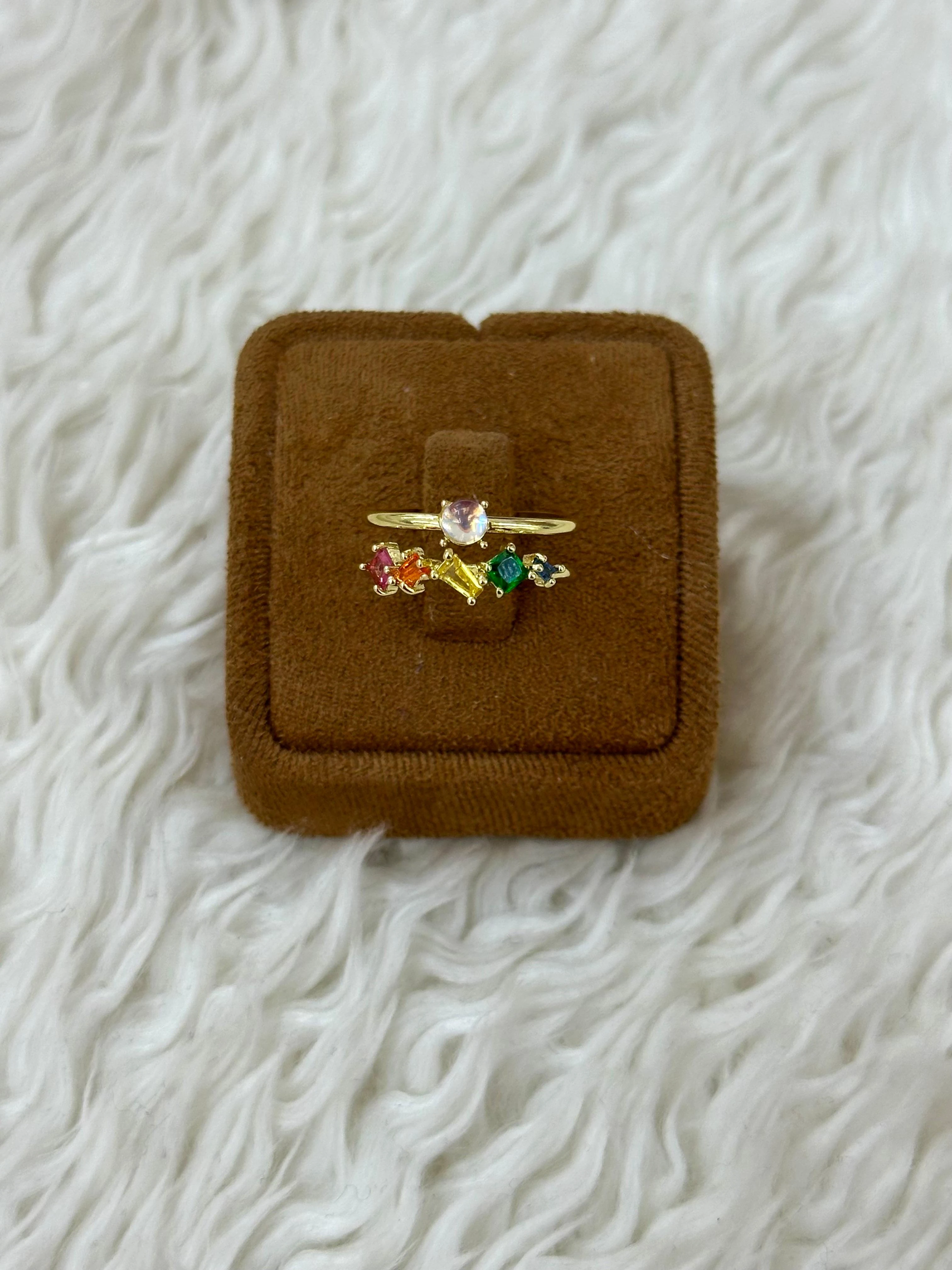 ✨ DuoStar Pink Shine İkili Ve Pembe Taşlı Şerit Yüzük