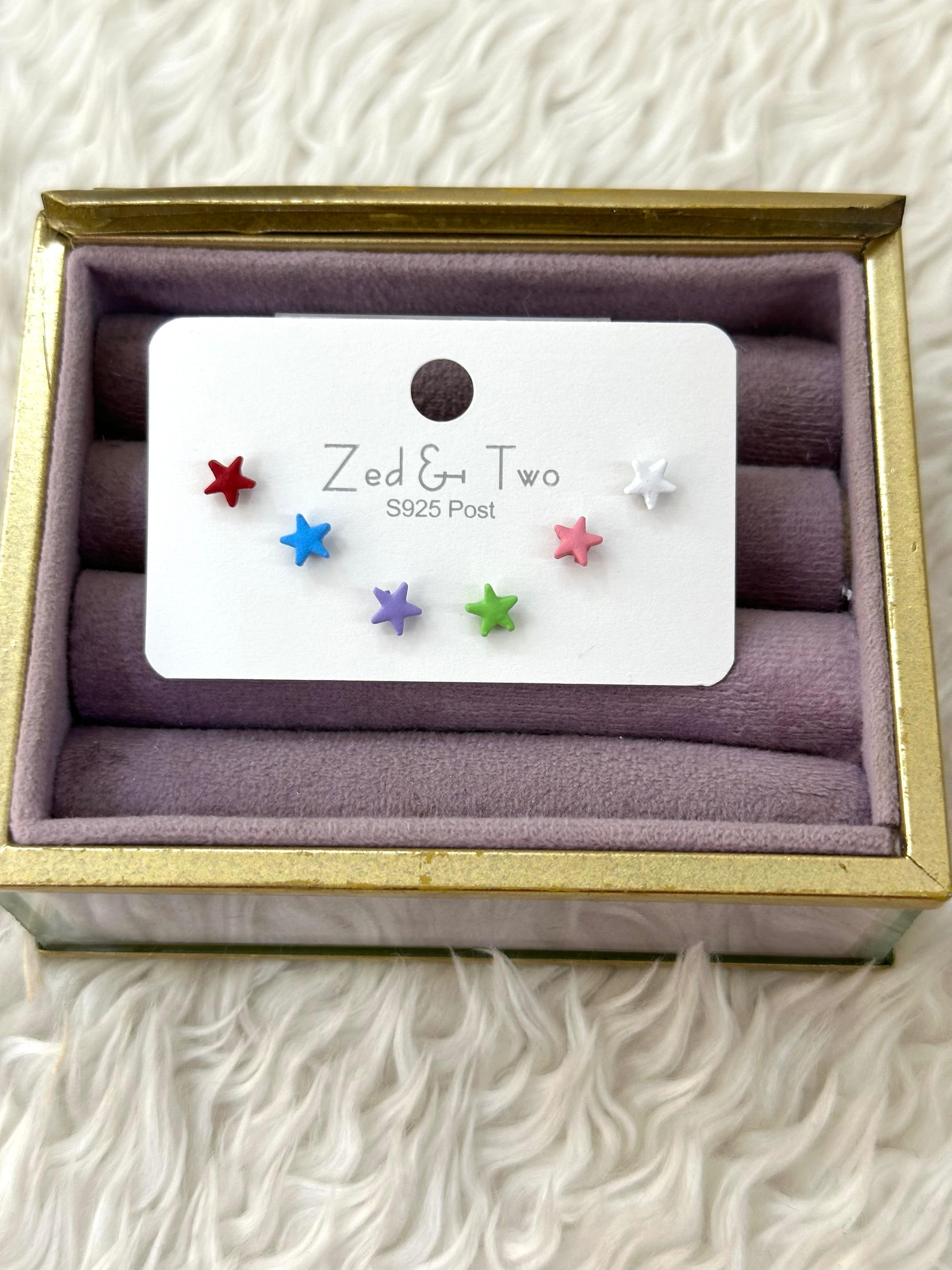 🌟 Kendi Galaksini Yarat! 5 Çift Renkli Mini Yıldız Küpe Seti! 🌈