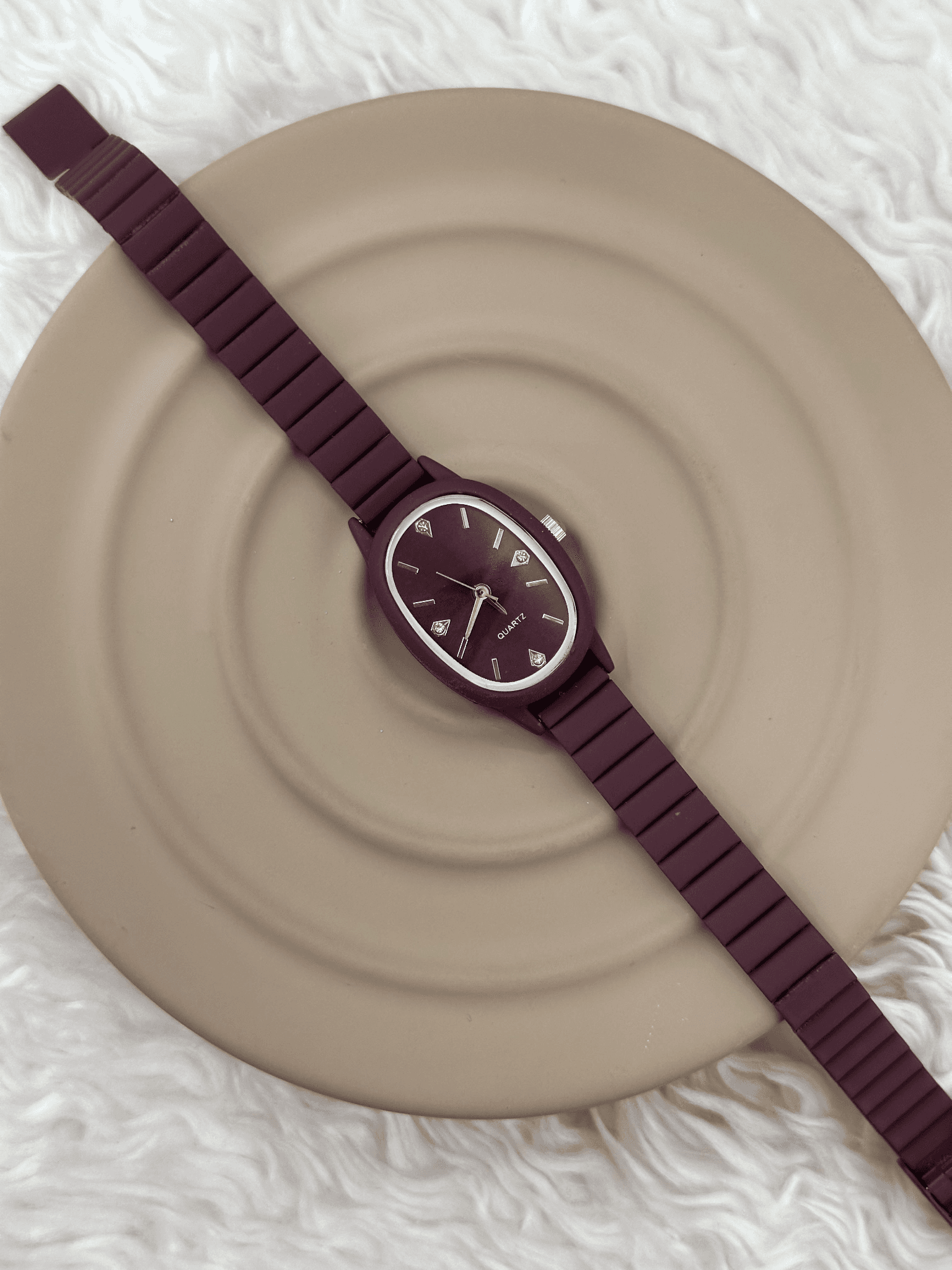 Bordo Silikon Kare Unisex Kol Saati