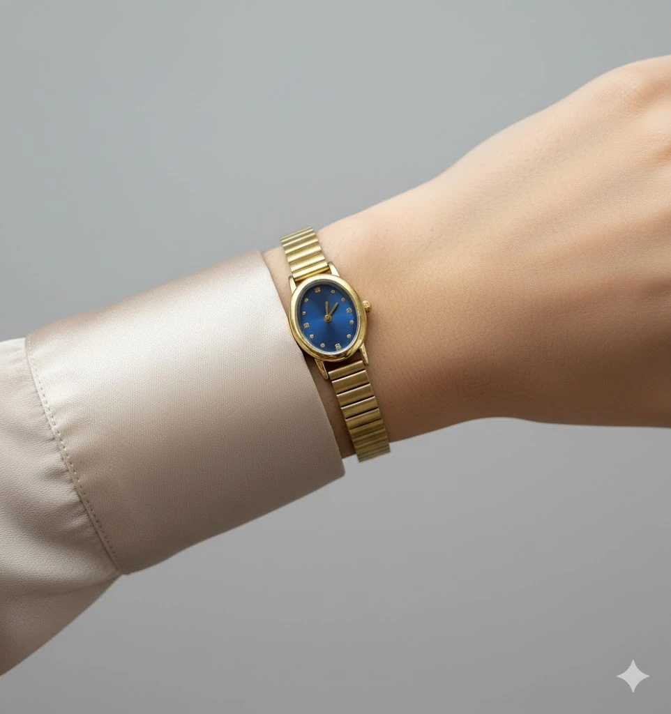  MİNİ OVAL MAVİ KADRAN SAAT 💙