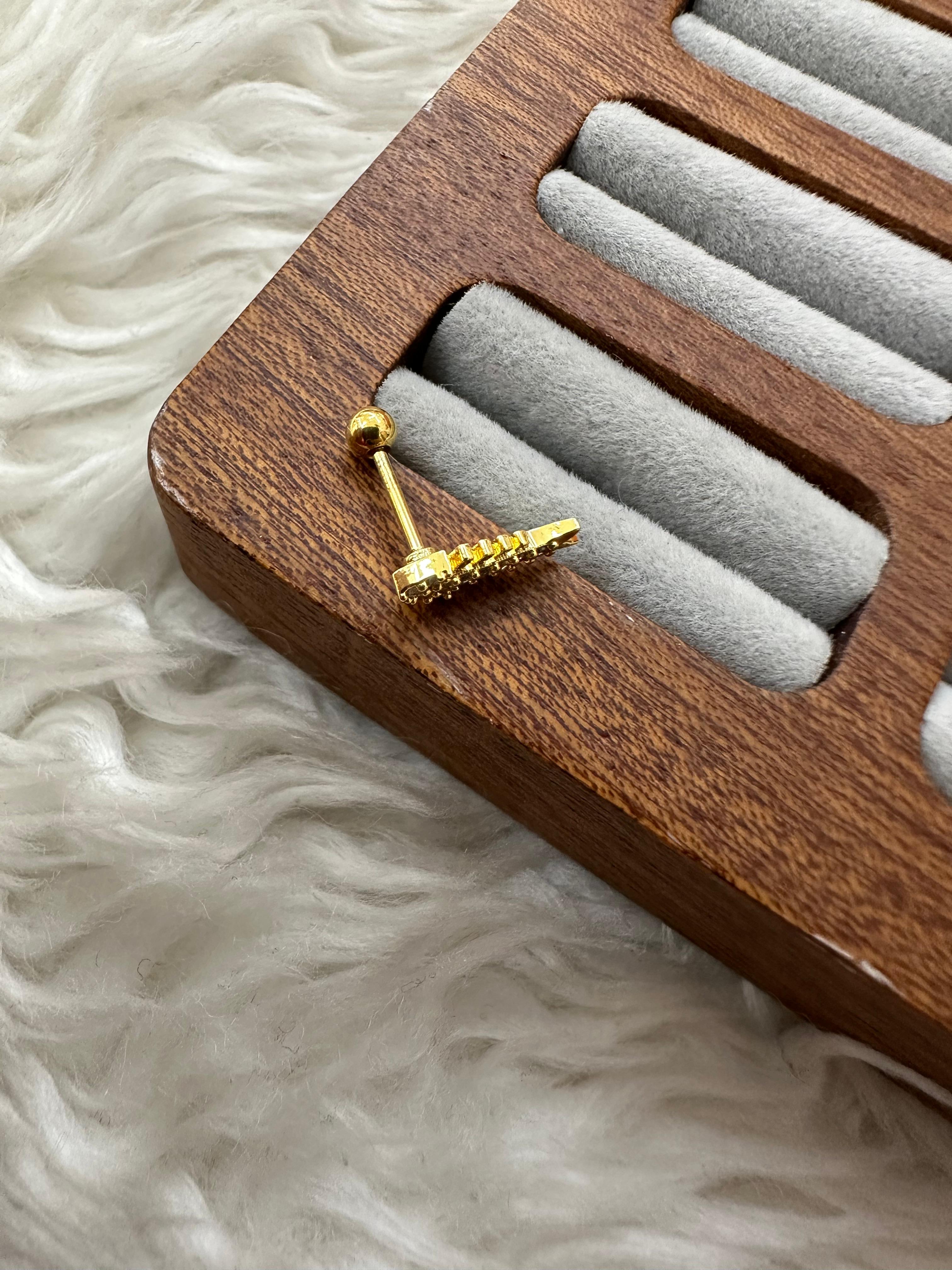 🐠💎💰 ALTIN PUL PARILTISI: GOLD TAŞLI BALIK PIERCING