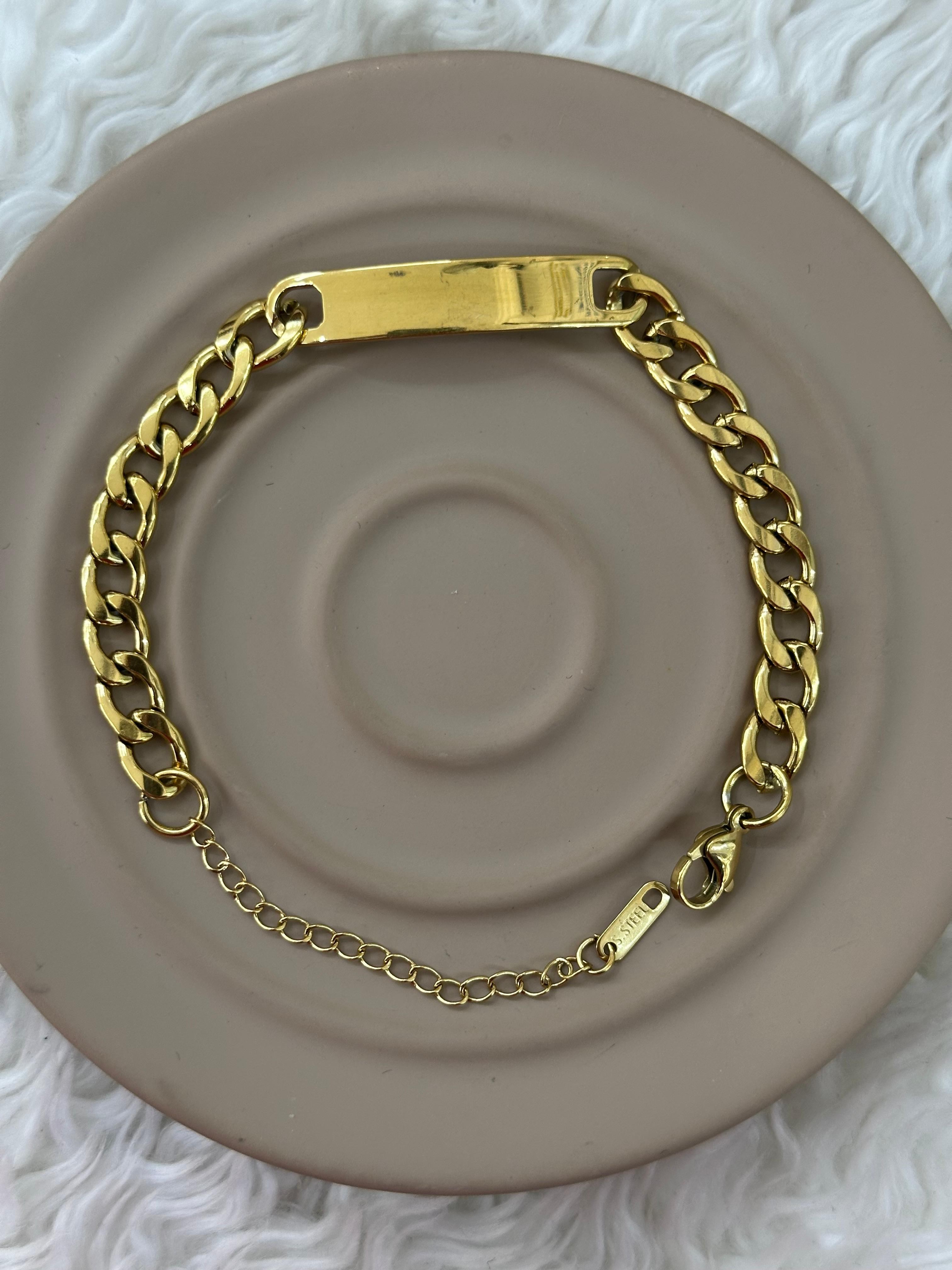 Minimal Metal Plakalı Bileklik
