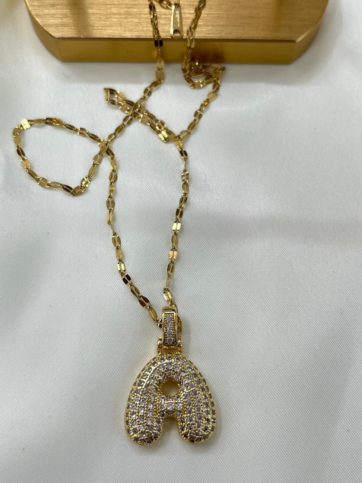 Çelik Gold A Harf Kolye 45cm
