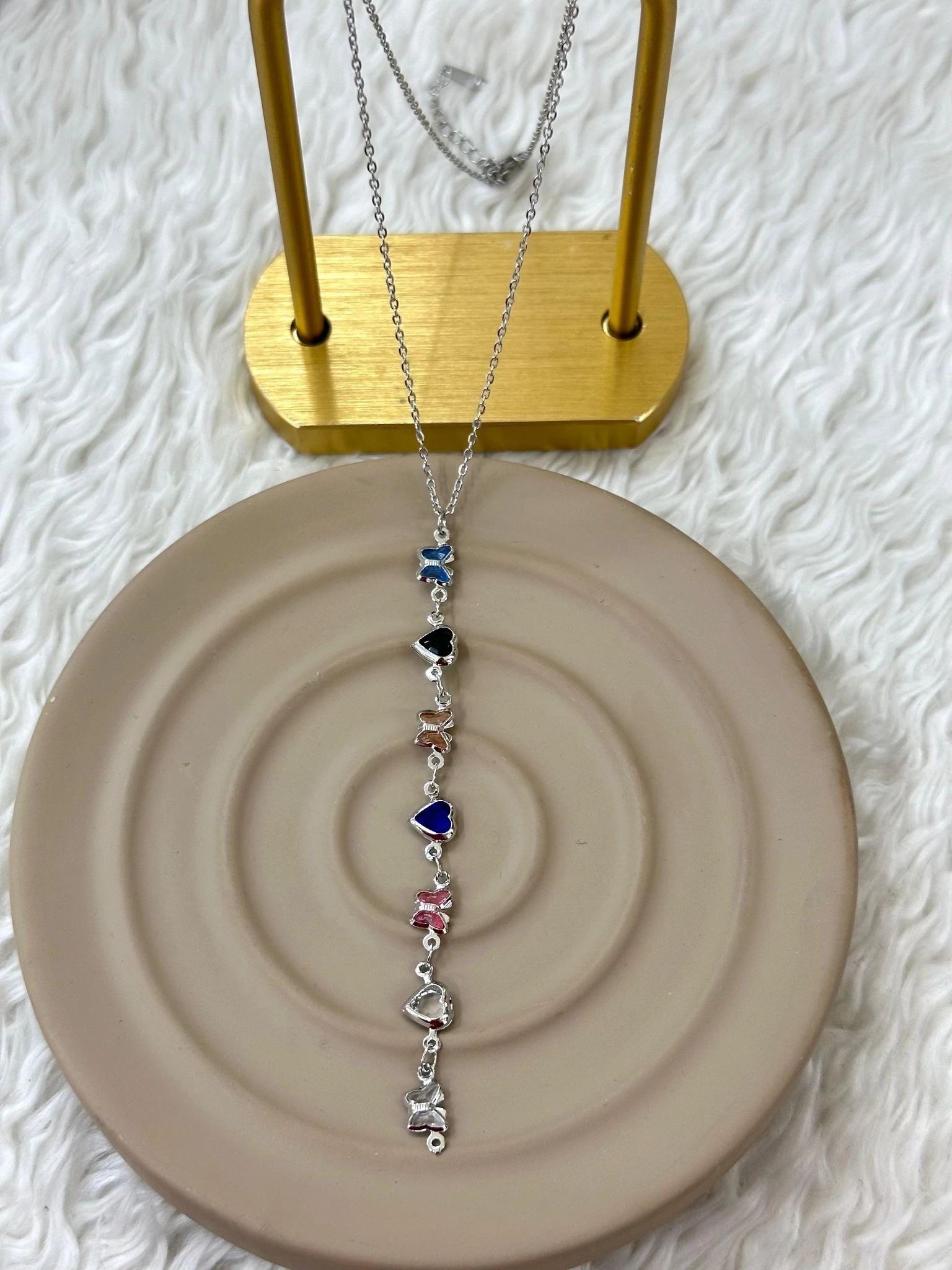 🦋💖 Kalp & Kelebek Detaylı Silver Y Kolye 💖🦋