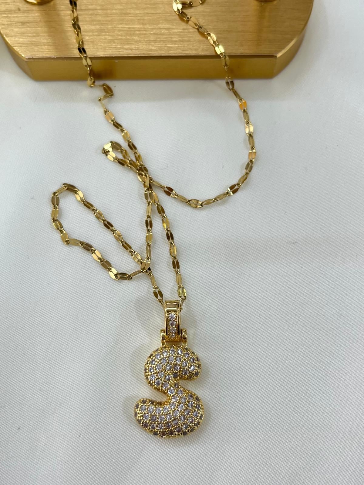 Çelik Gold S  Harf Kolye 45cm