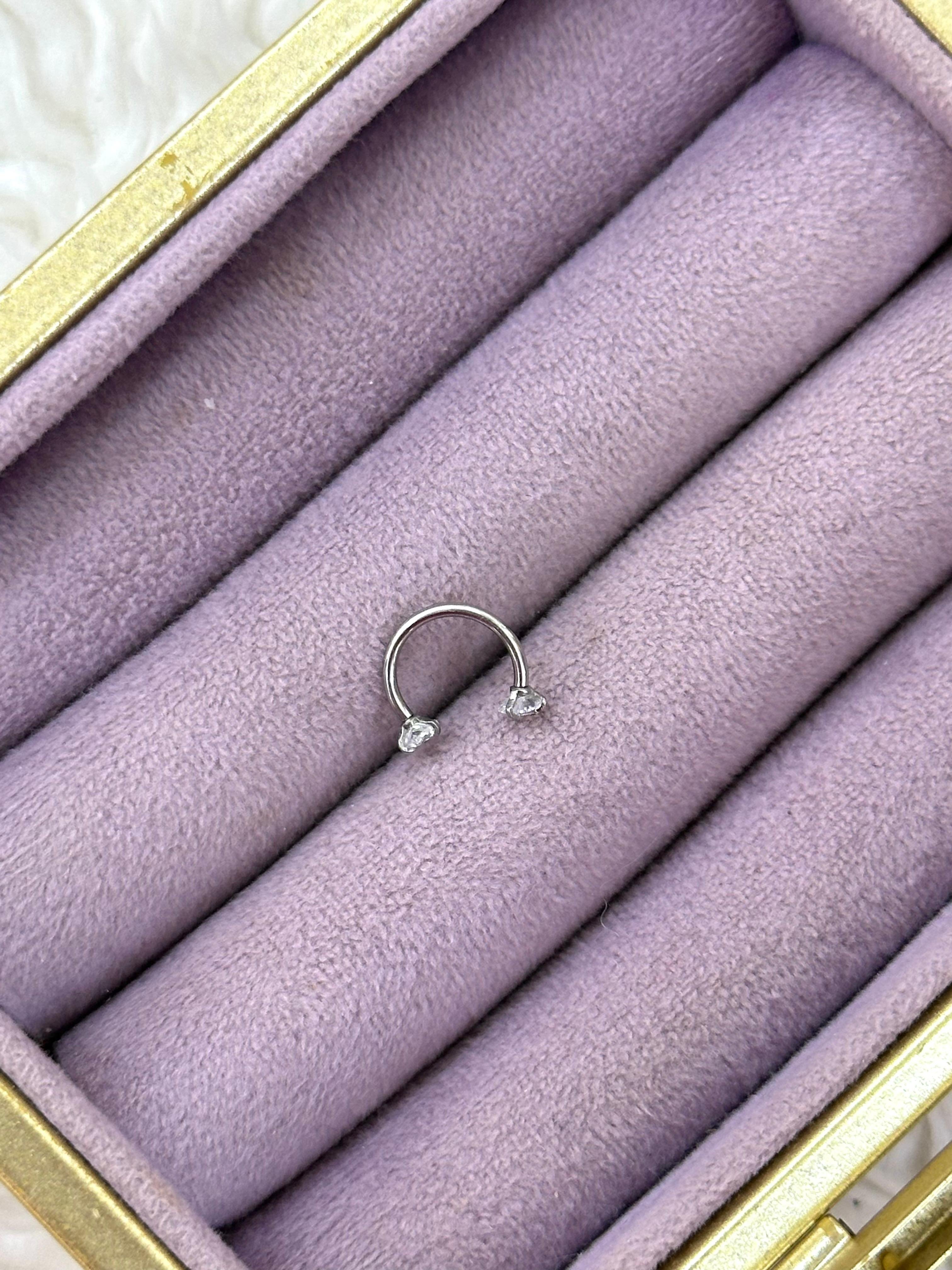 💖 İkiz Kalp Kavis – Çelik Zirkon Barbell Piercing