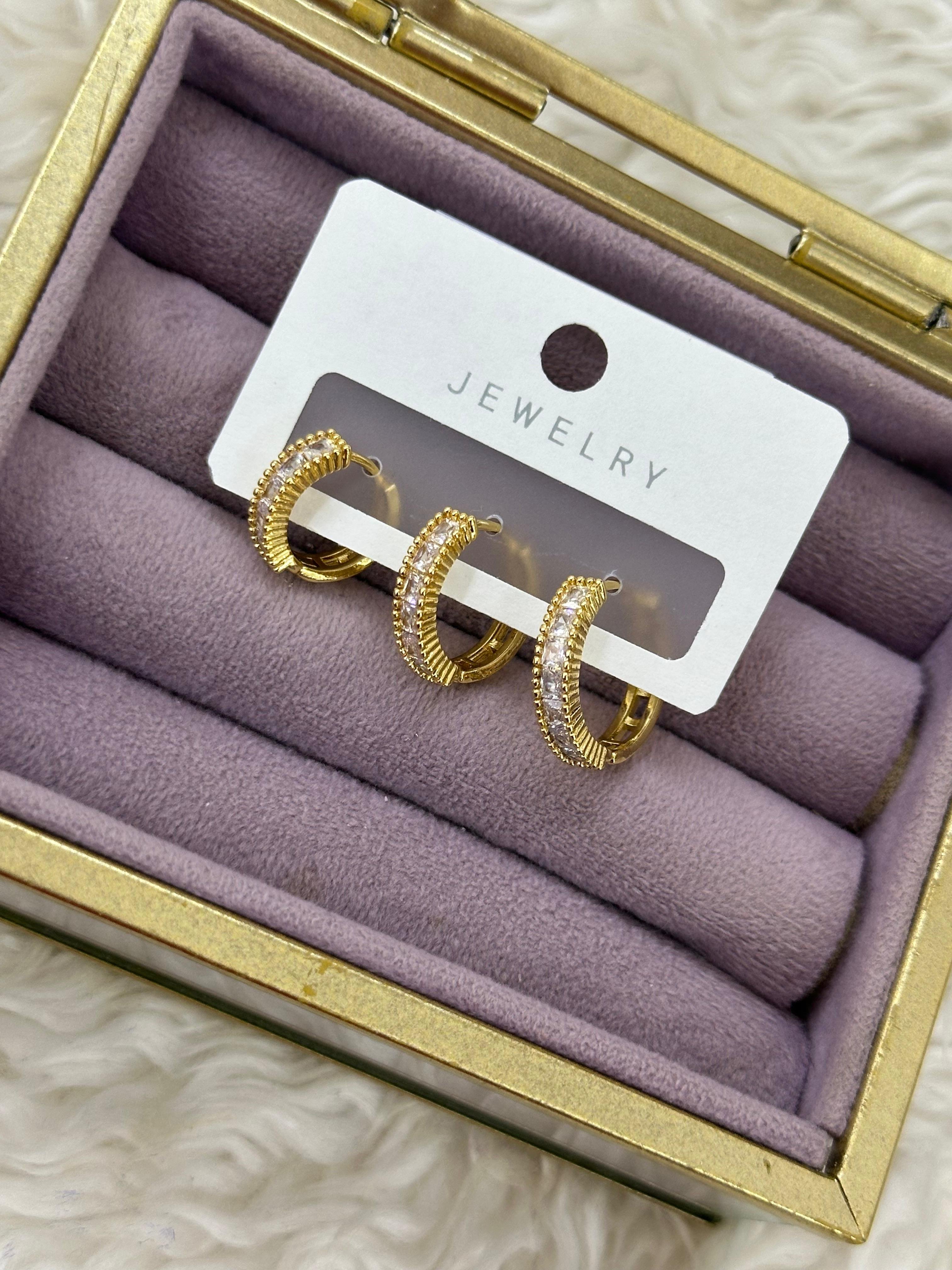 “Aurora Pavé Üçlü Halka – Gold”