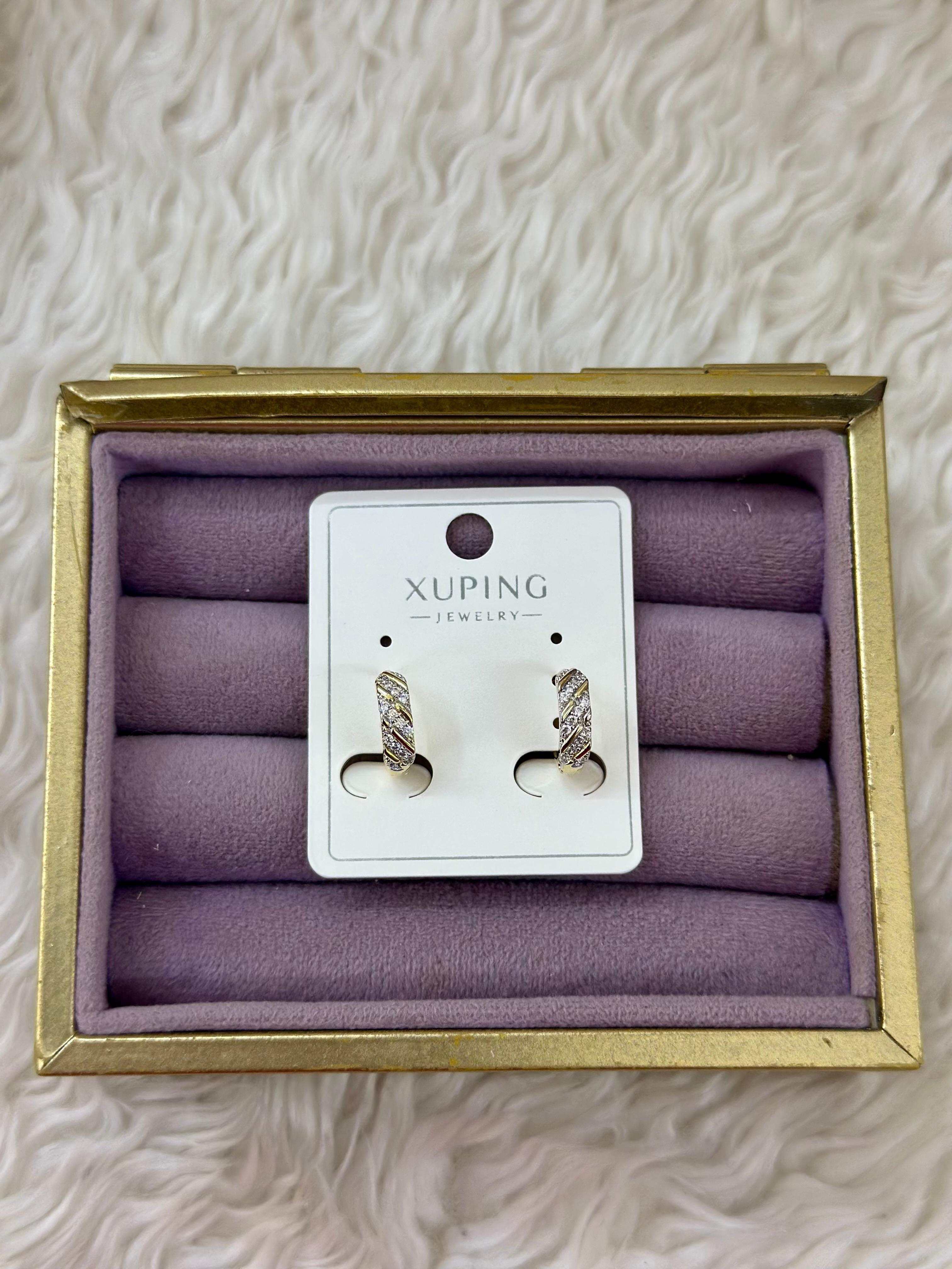 💎💛 Xuping Spiral Taşlı Gold Küpe ✨🌙