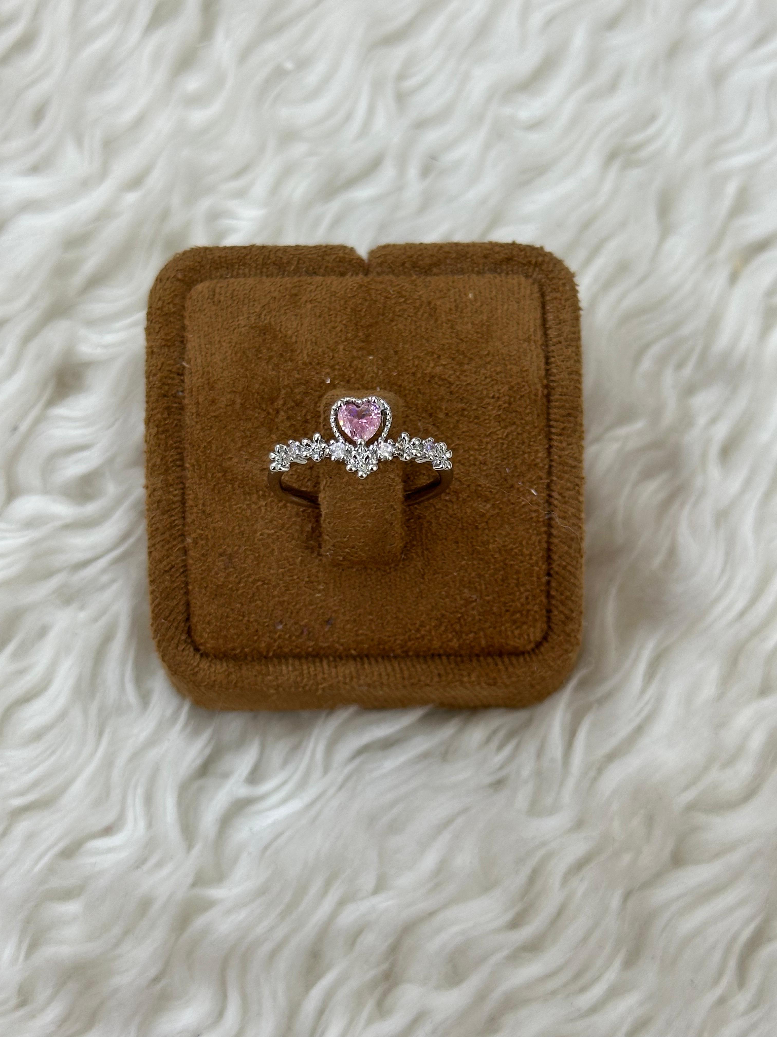 💖 Pembe Kalp Kraliçesi ışıltılı Yüzük 💍