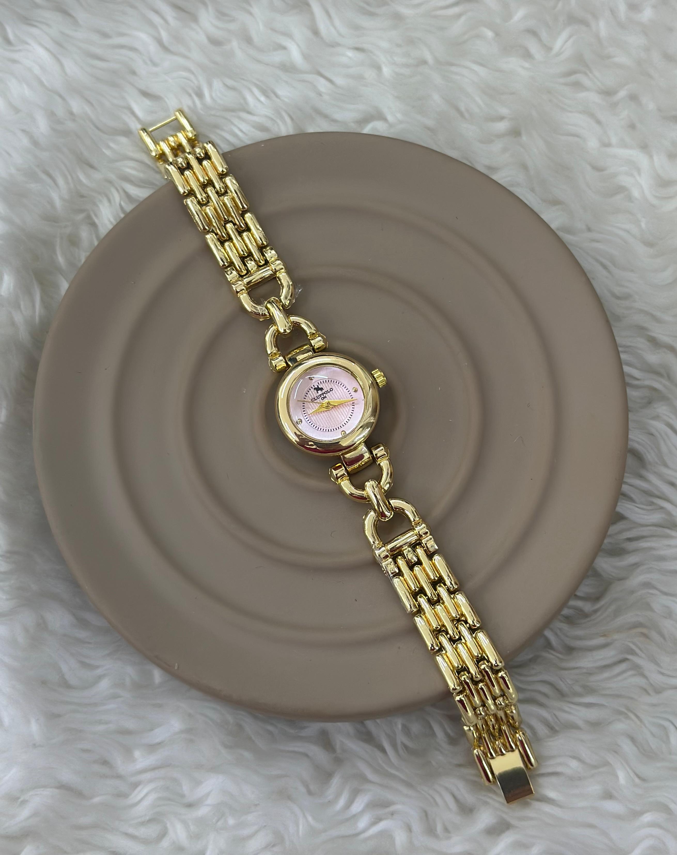 PEMBE MİNELİ HALKALI BİLEKLİK SAATİ 💖