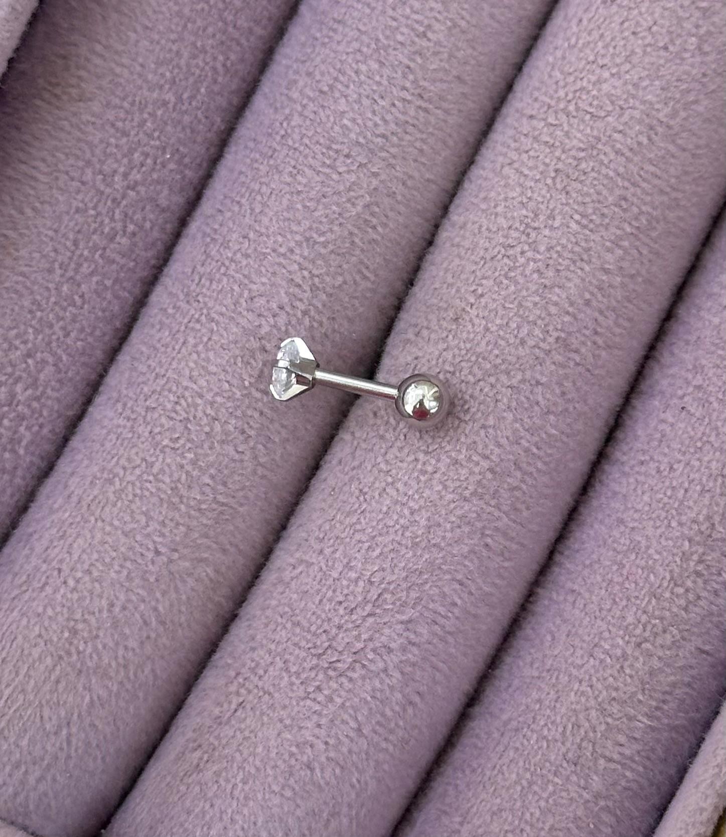 ✨ Nokta Işıltı – Tektaş Zirkon Stud Piercing (Çelik)