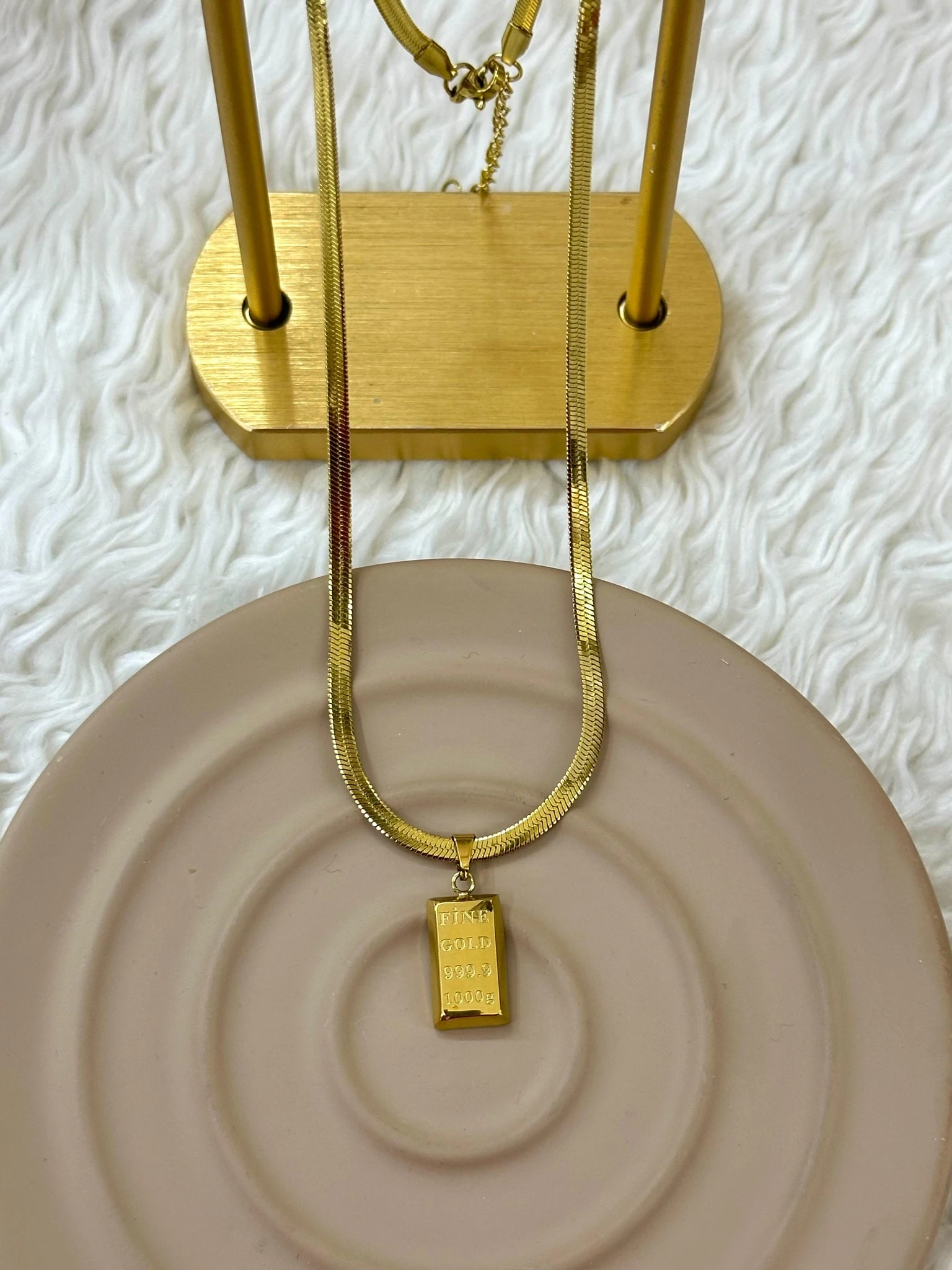 💛💎 Külçe Gold Figürlü Kalın Yılan Zincir Kolye 💎💛