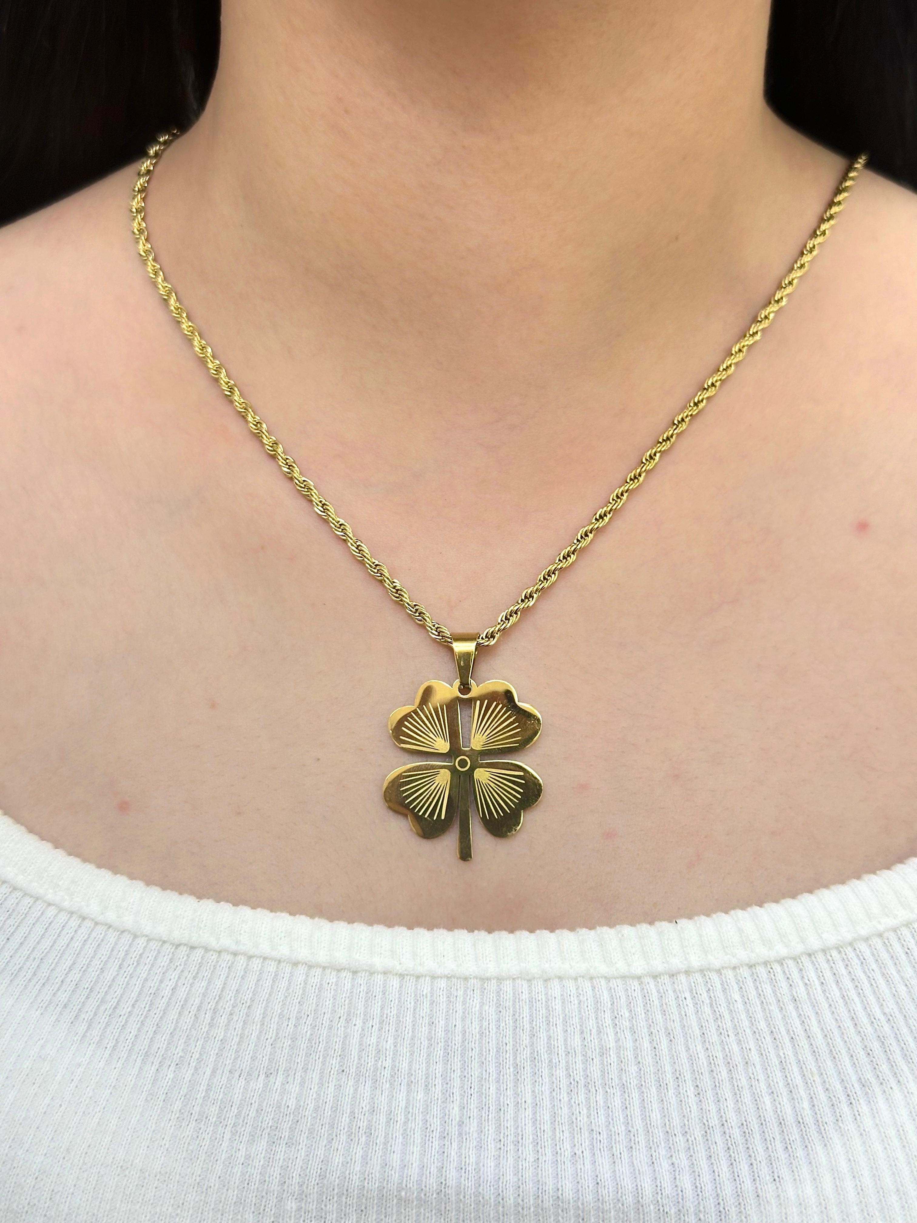 Çelik Gold Yonca Kolye 60cm