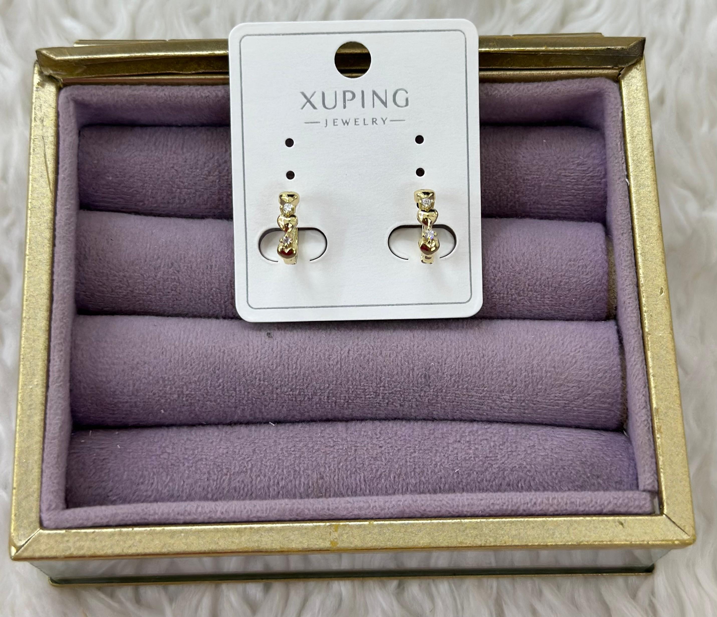 💖 Minik Kalpler ve Pırlanta Işıltısı: Xuping Küpe ✨